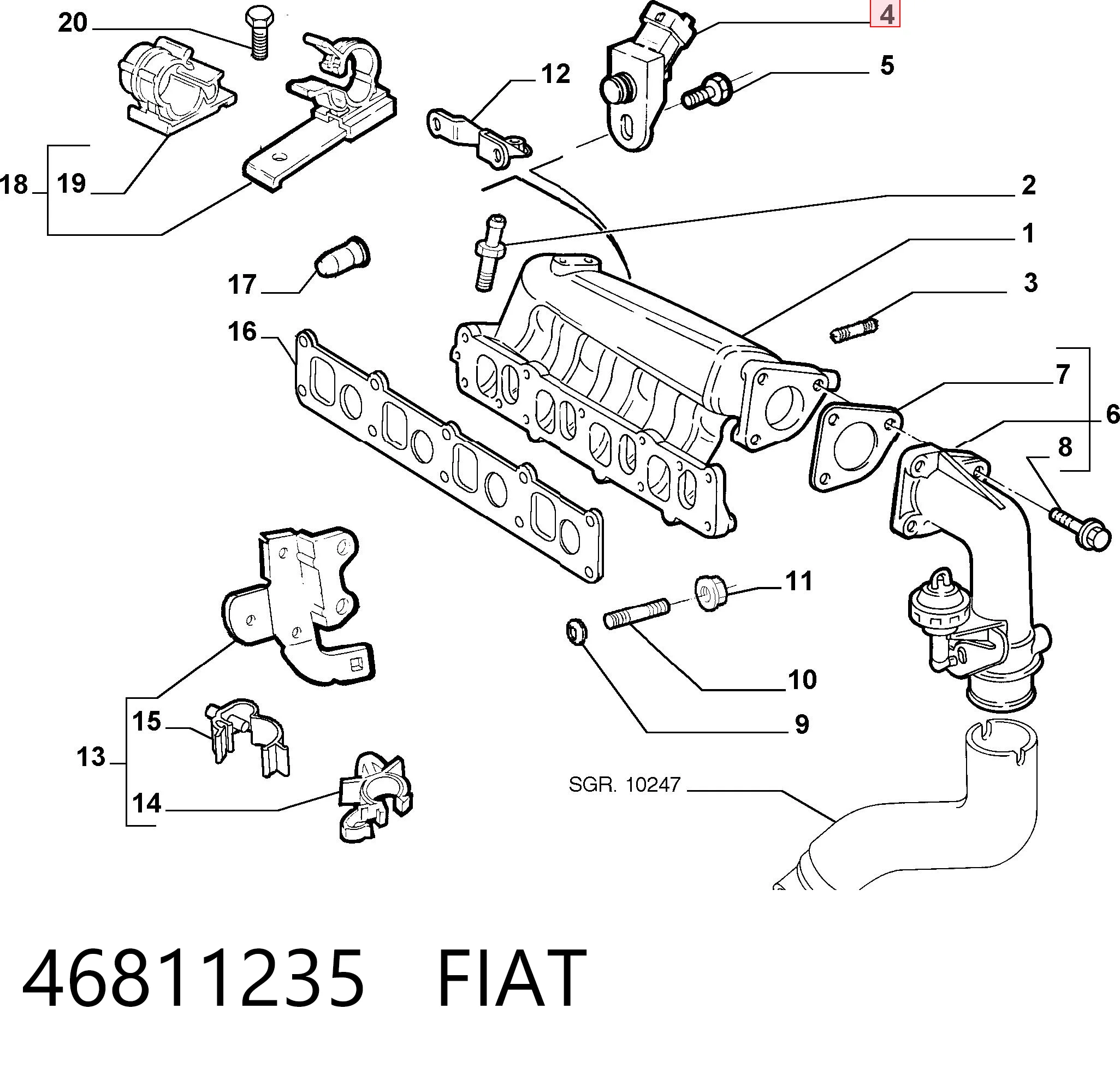 46811235 Fiat/Alfa/Lancia Czujnik ciśnienia w kolektorze ssącym, MAP