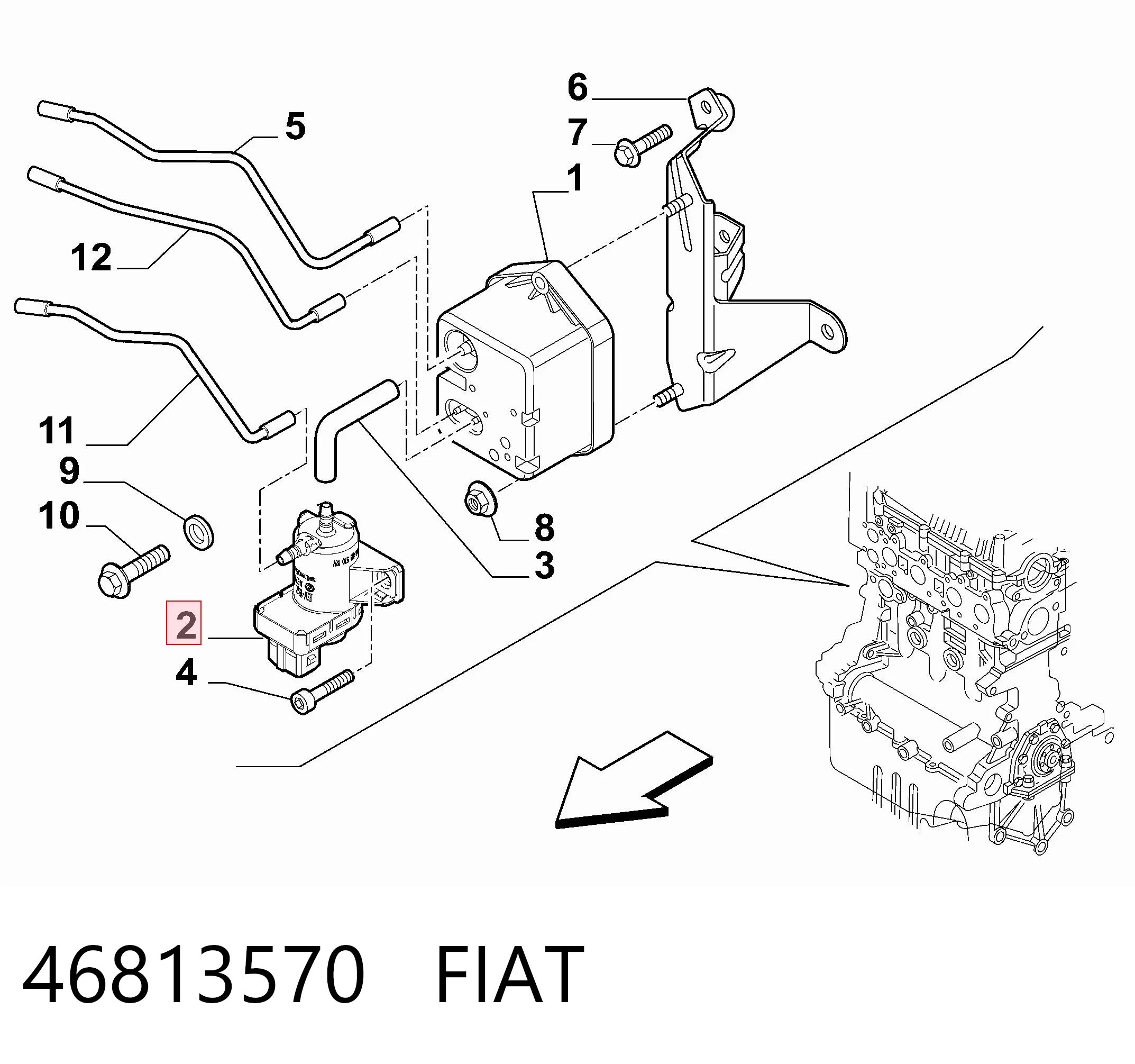 46813570 Fiat/Alfa/Lancia Zawór elektromagnetyczny regulacji klapy EGR