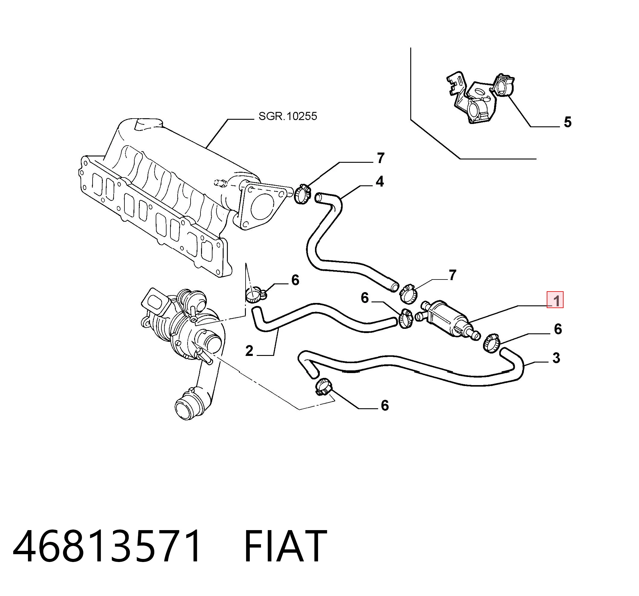 46813571 Fiat/Alfa/Lancia Przetwornik ciśnienia (solenoid) doładowania