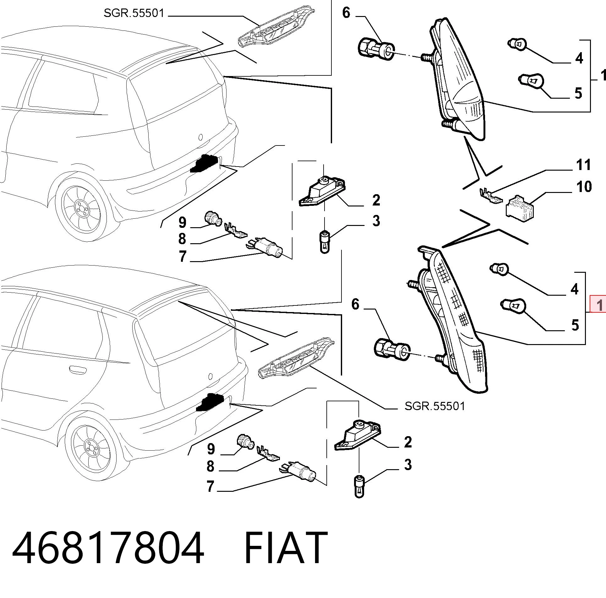  Lampa zespolona tylna lewa Fiat Punto 2