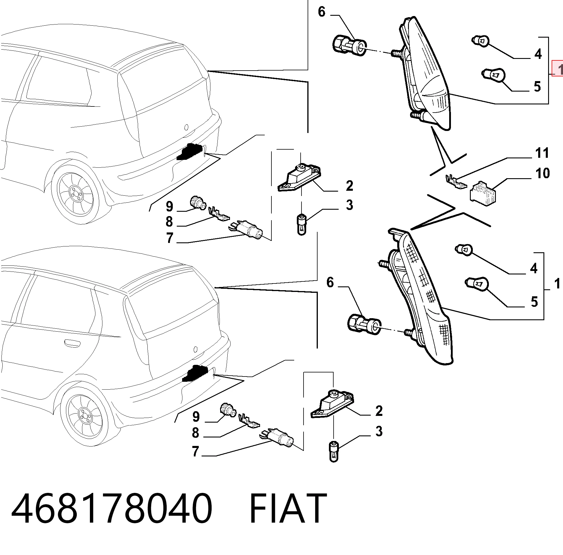 Do koszyka Lampa zespolona tylna lewa Fiat Punto II 188
