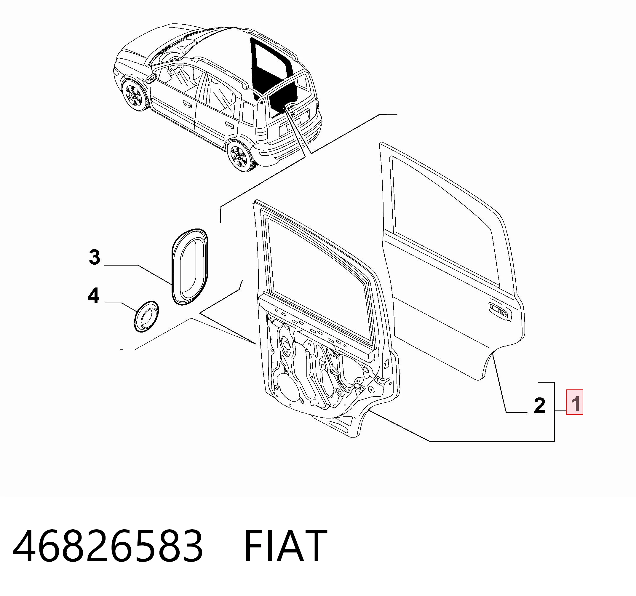 Drzwi tylne lewe do Fiat Panda II 169A