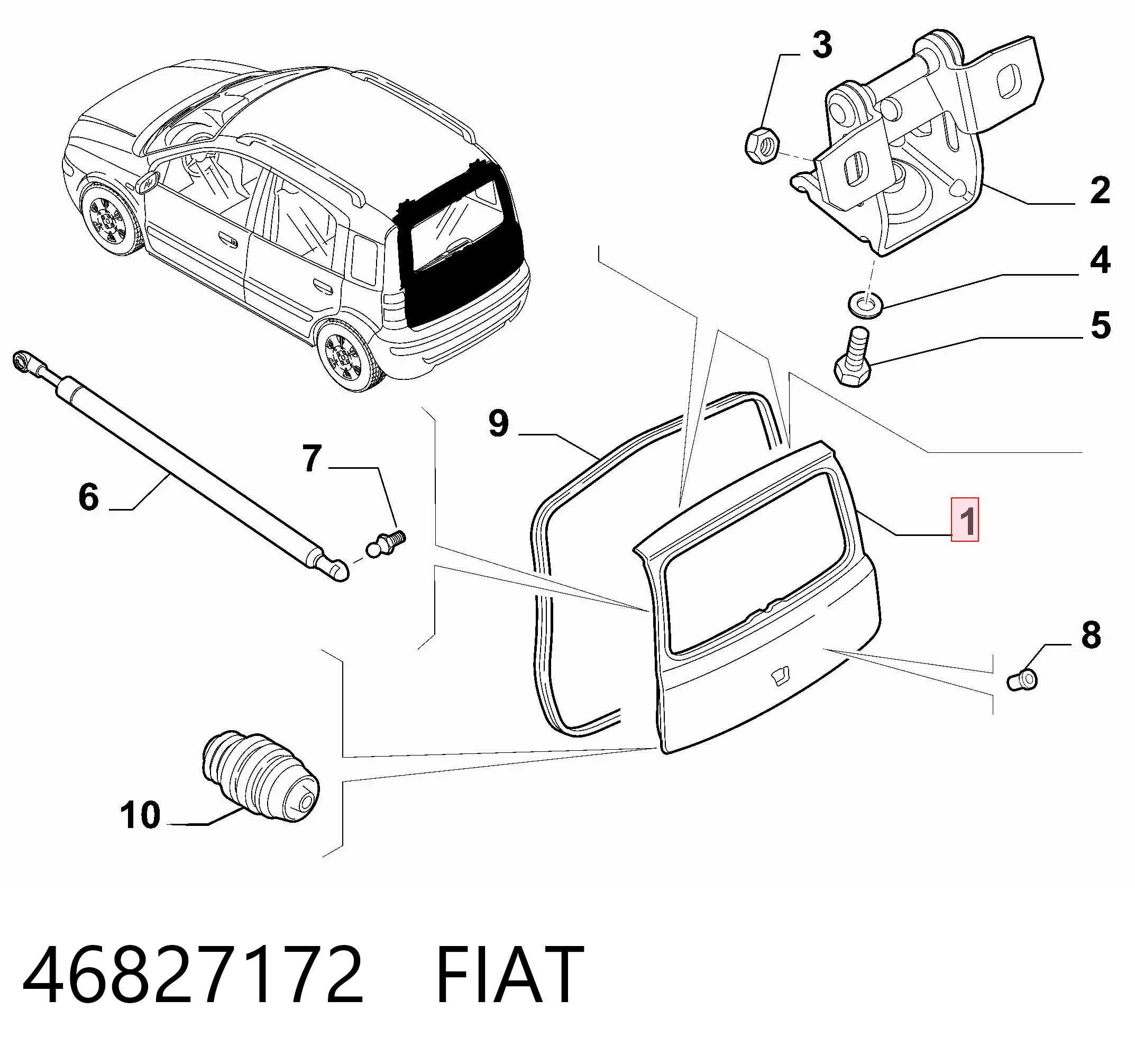Drzwi tylne (bagażnika 3/5) do Fiat Panda II 169A