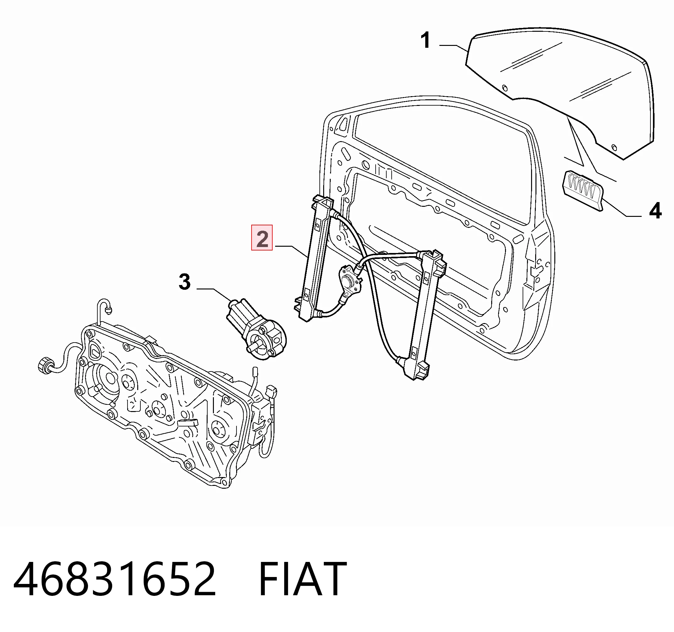 Mechanizm podnoszenia szyby drzwi przednich prawych Fiat Stilo hatchback (192) (2001 - 2006) cena, od 57,41 USD