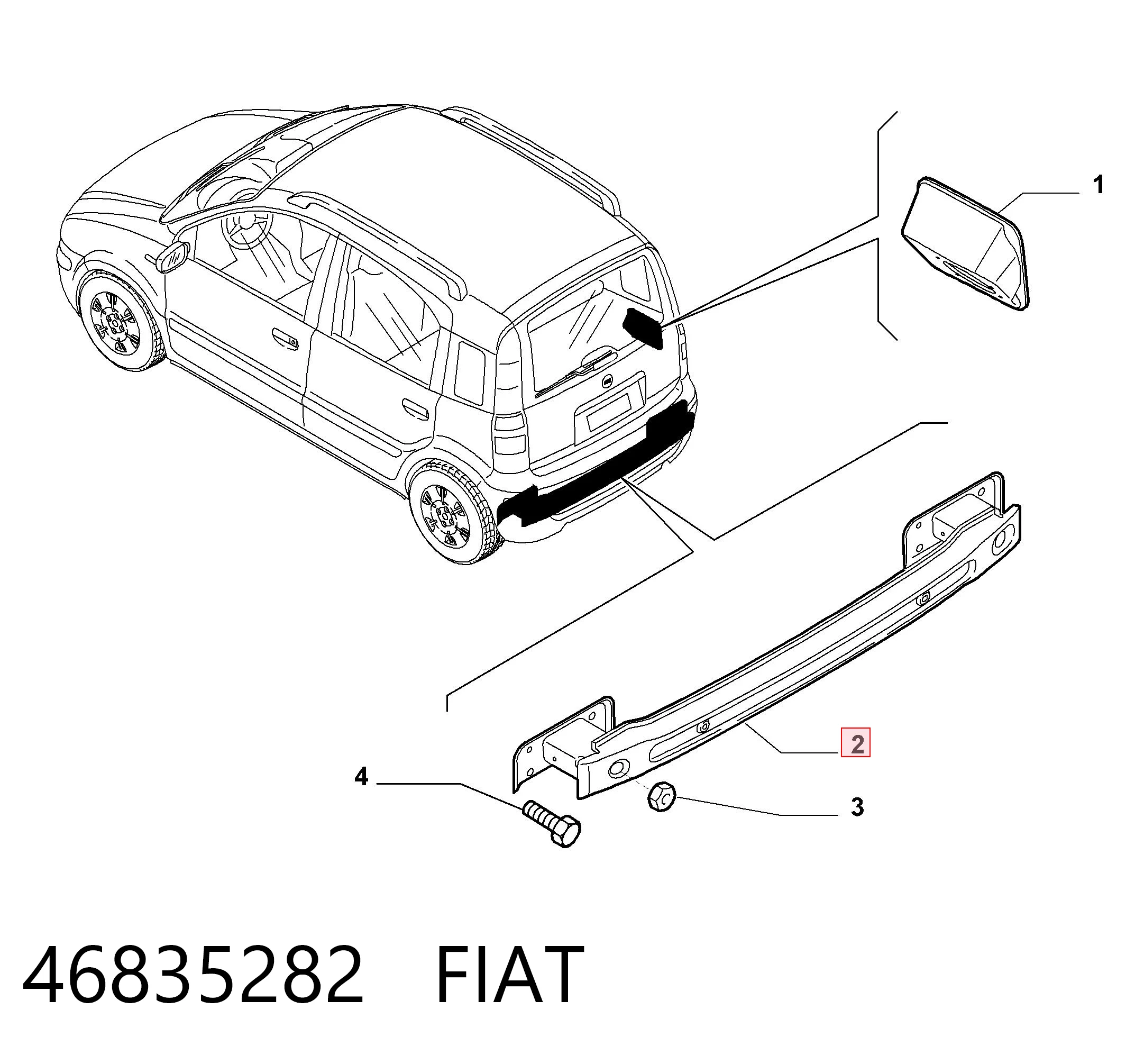 Wzmocnienie zderzaka tylnego do Fiat Panda II 169A
