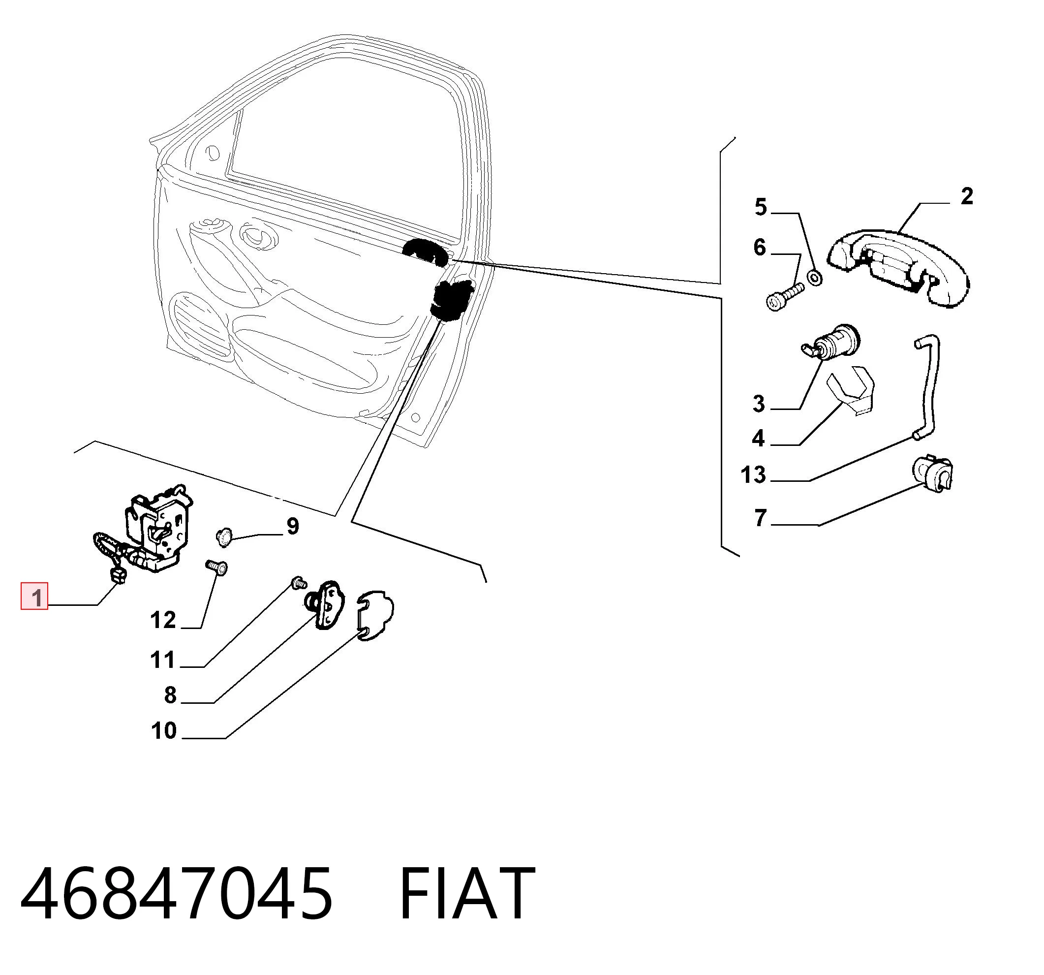 Zamek drzwi przednich lewych do Fiat Albea  172