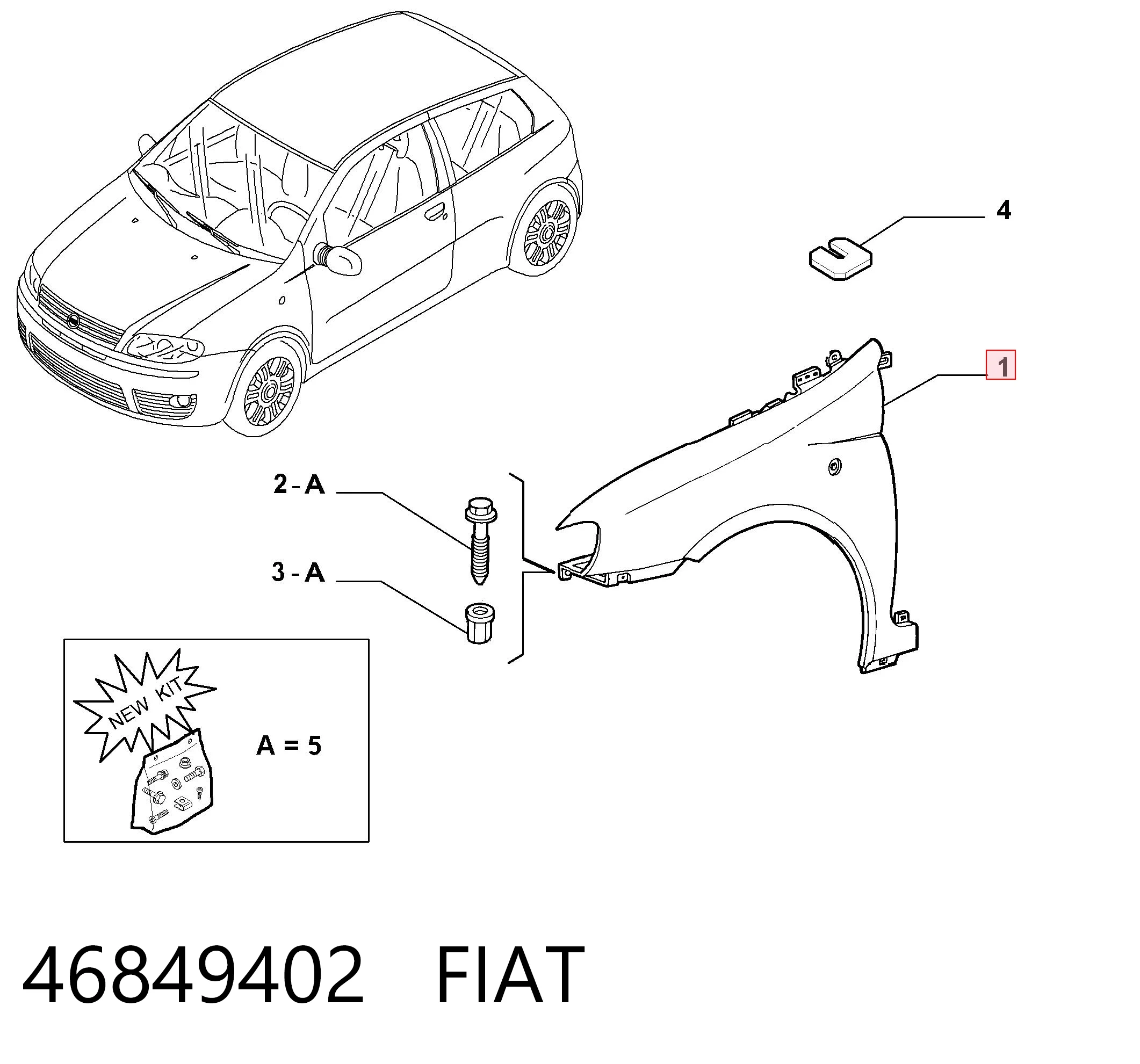  Błotnik przedni prawy Fiat Punto 2