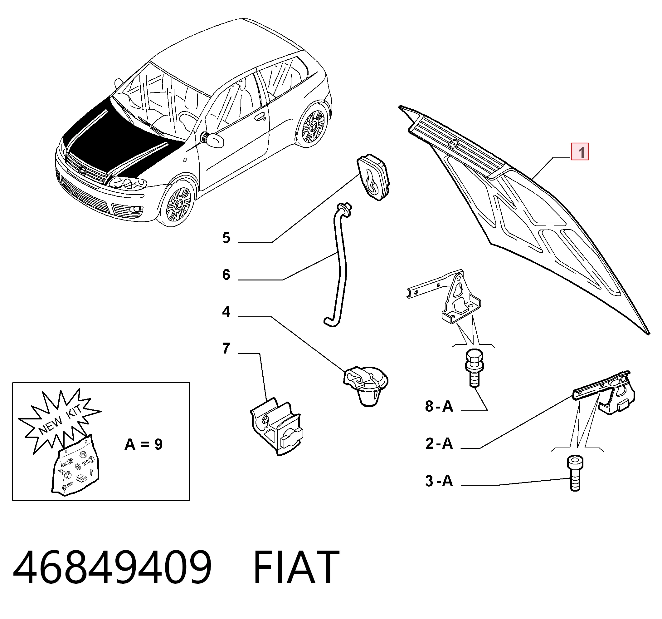 Do koszyka Maska silnika Fiat Punto II 188