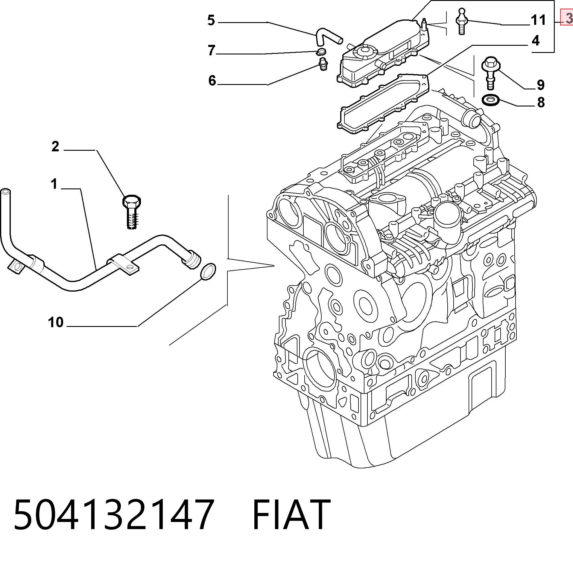 Separator oleju układu wentylacji kadłuda (bloku silnika)  do Fiat Ducato III 250
