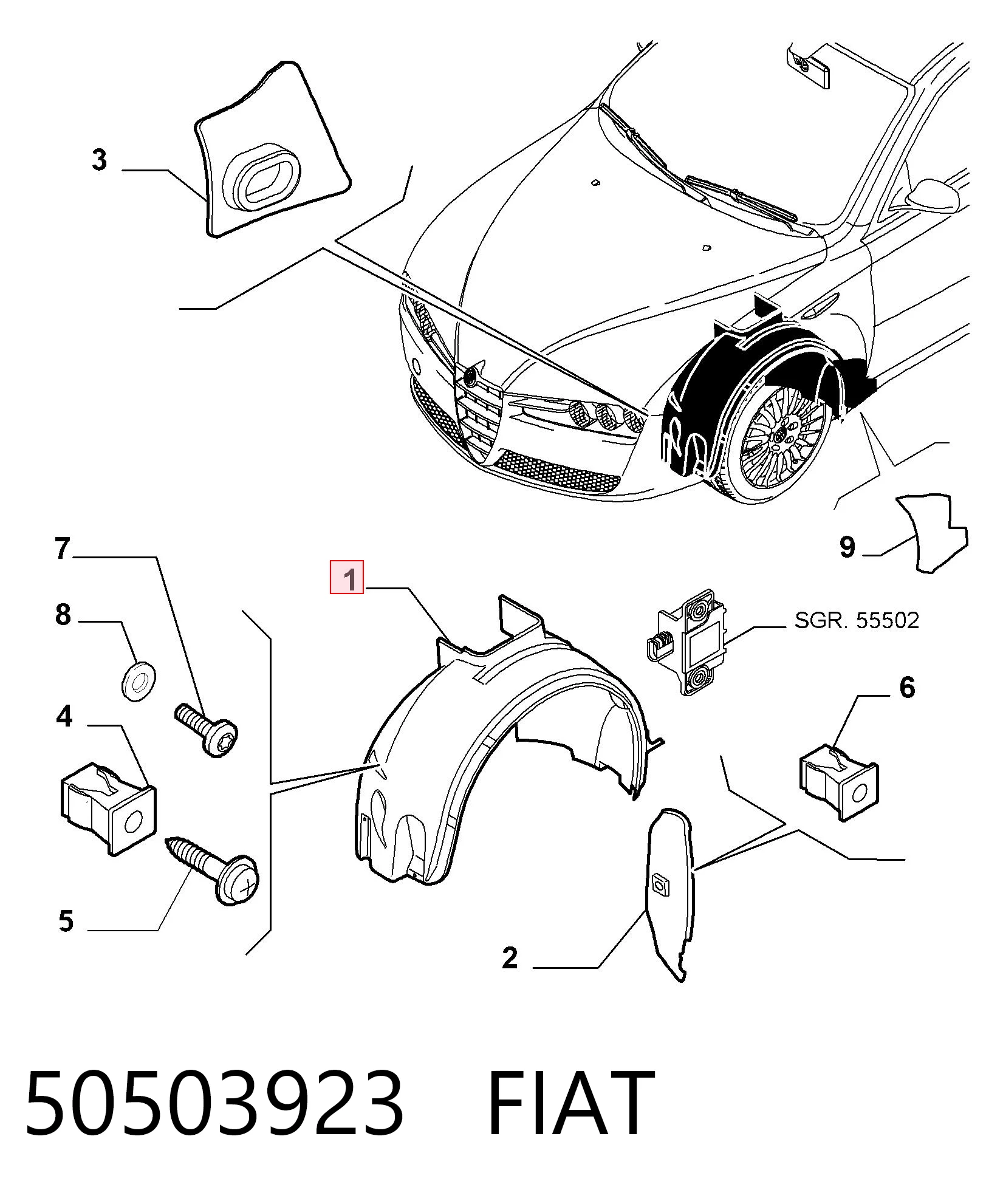 Nadkole błotnika przedniego prawe do Alfa Romeo 159  939