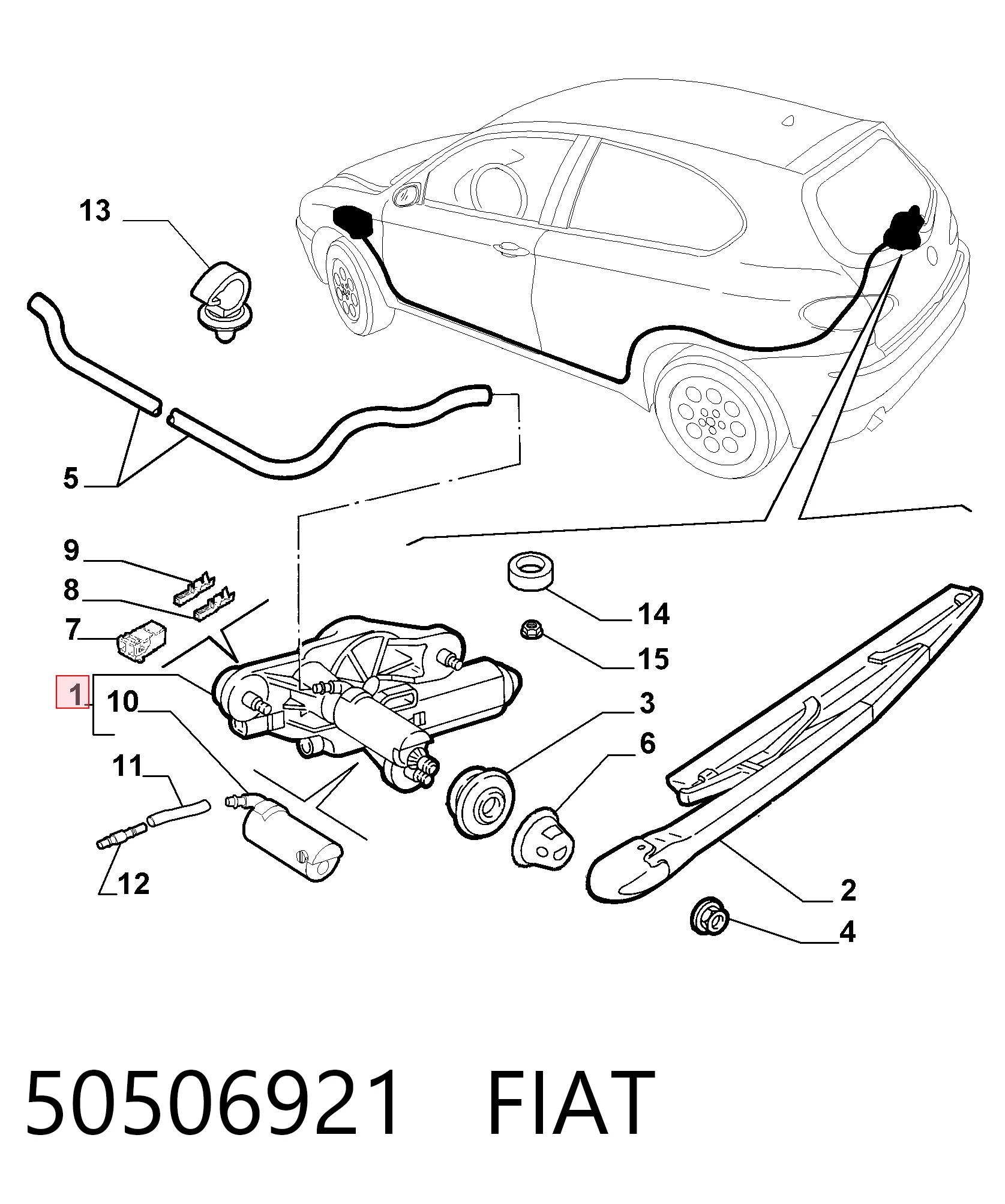 Do koszyka Silniczek wycieraczki tylnej szyby Alfa Romeo 147  937