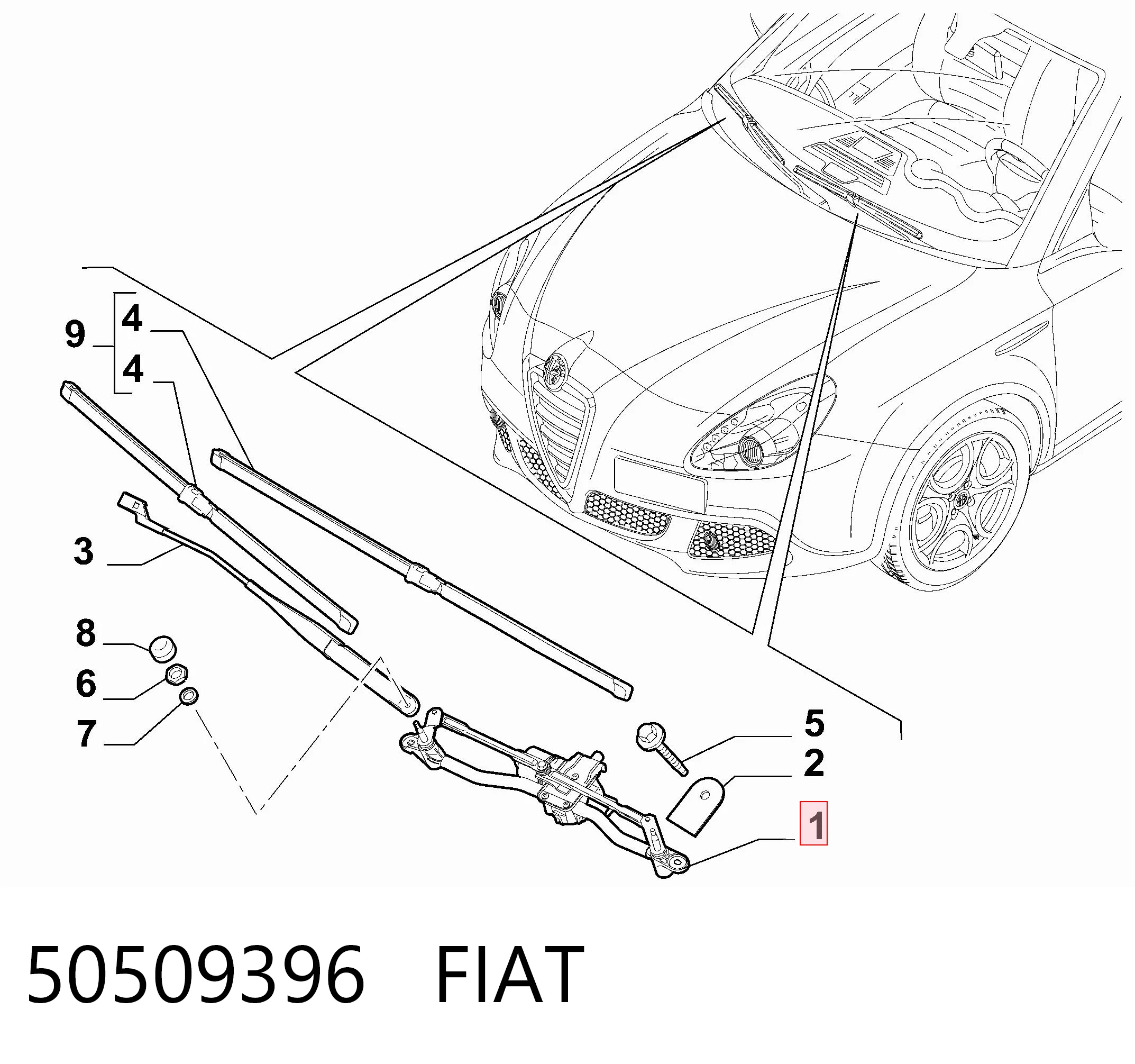 Mechanizm wycieraczek Alfa Romeo Giulietta 