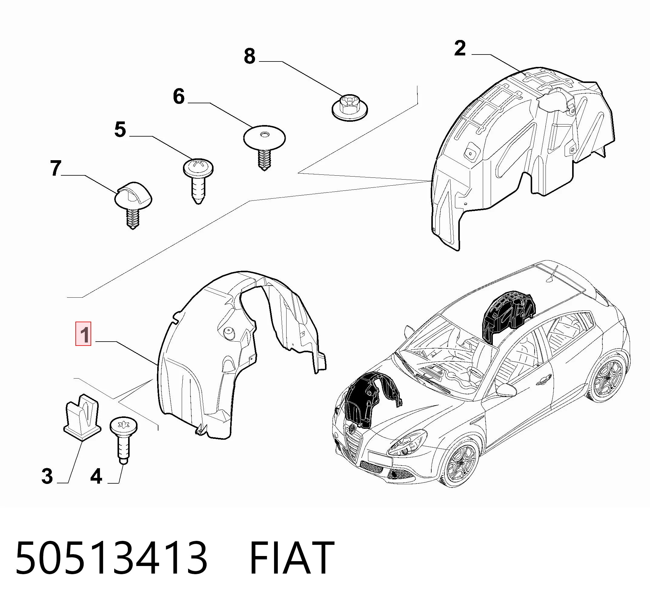 Nadkole błotnika przedniego lewe do Alfa Romeo Giulietta  940