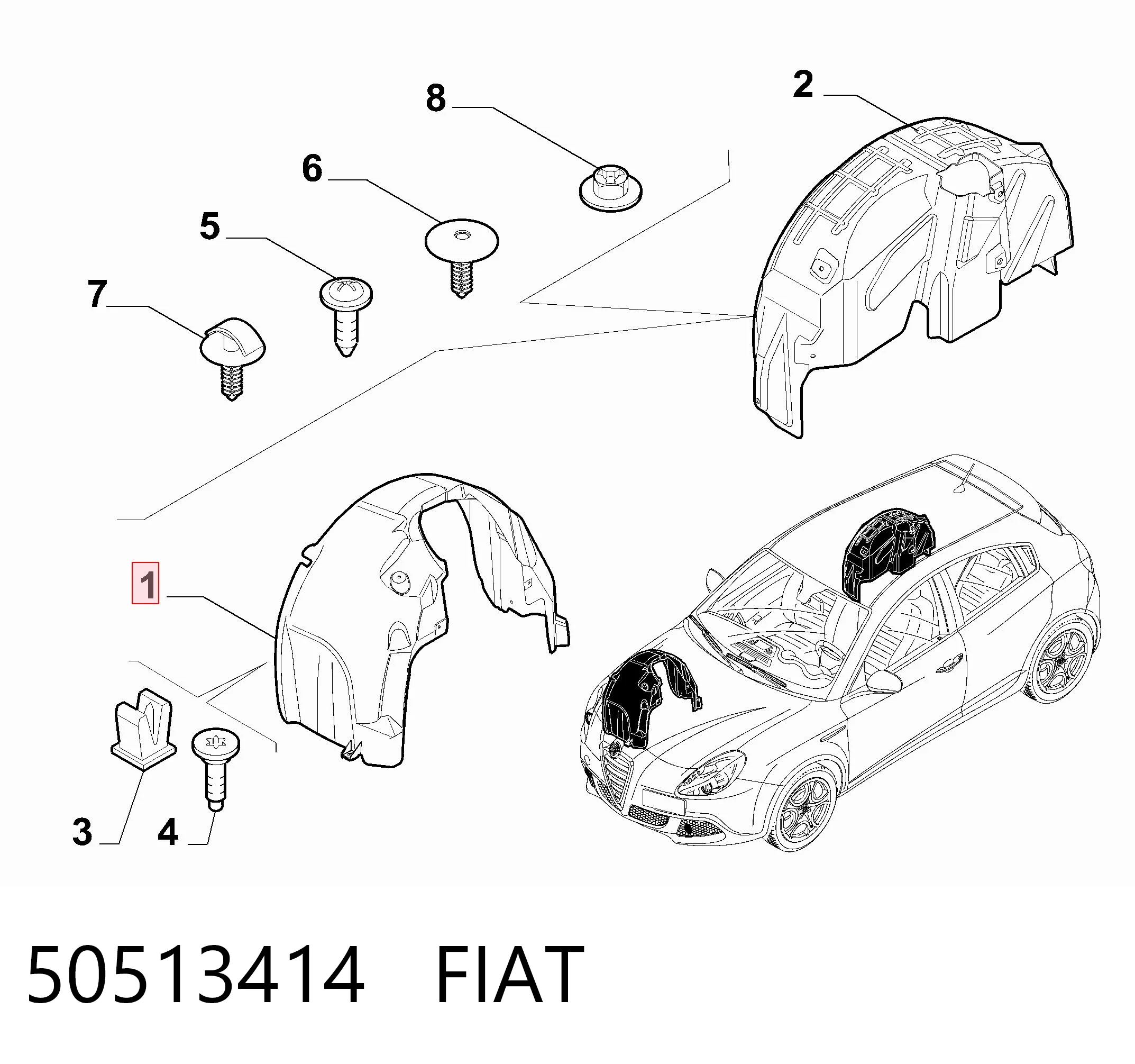 Nadkole błotnika przedniego prawe do Alfa Romeo Giulietta  940