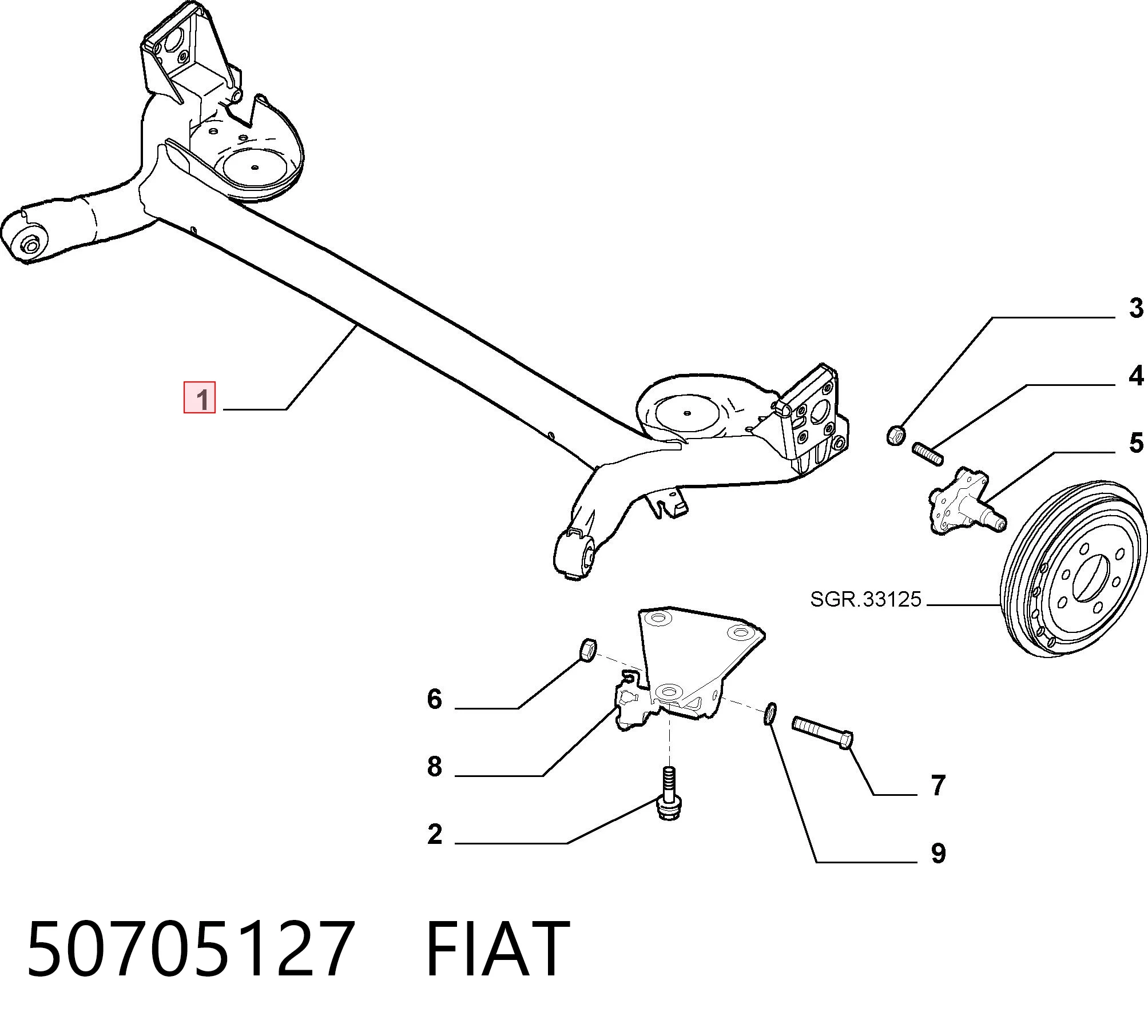  Korpus osi tylnej Fiat Panda 2