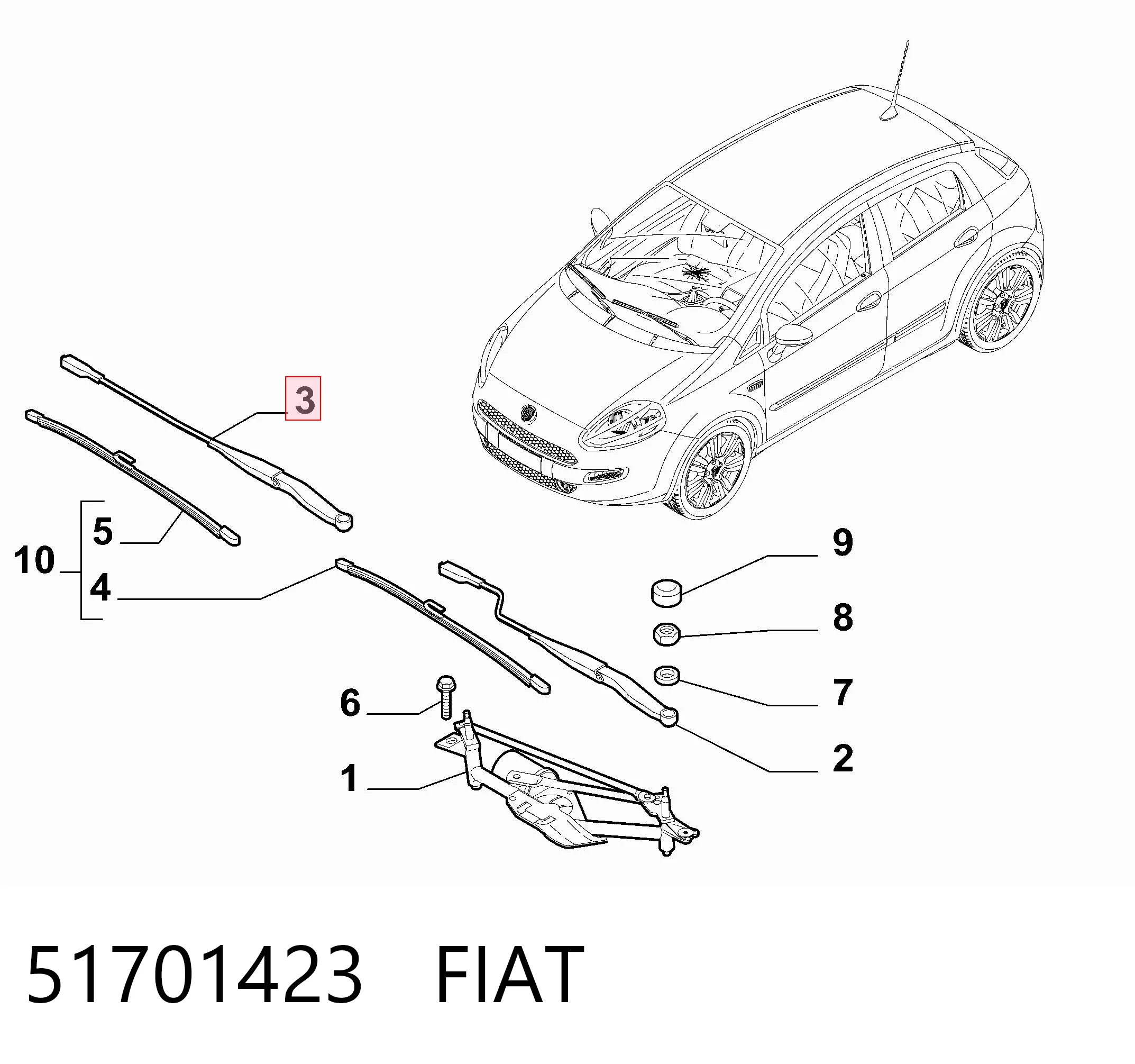  Ramię wycieraczki szyby przedniej Fiat Linea 