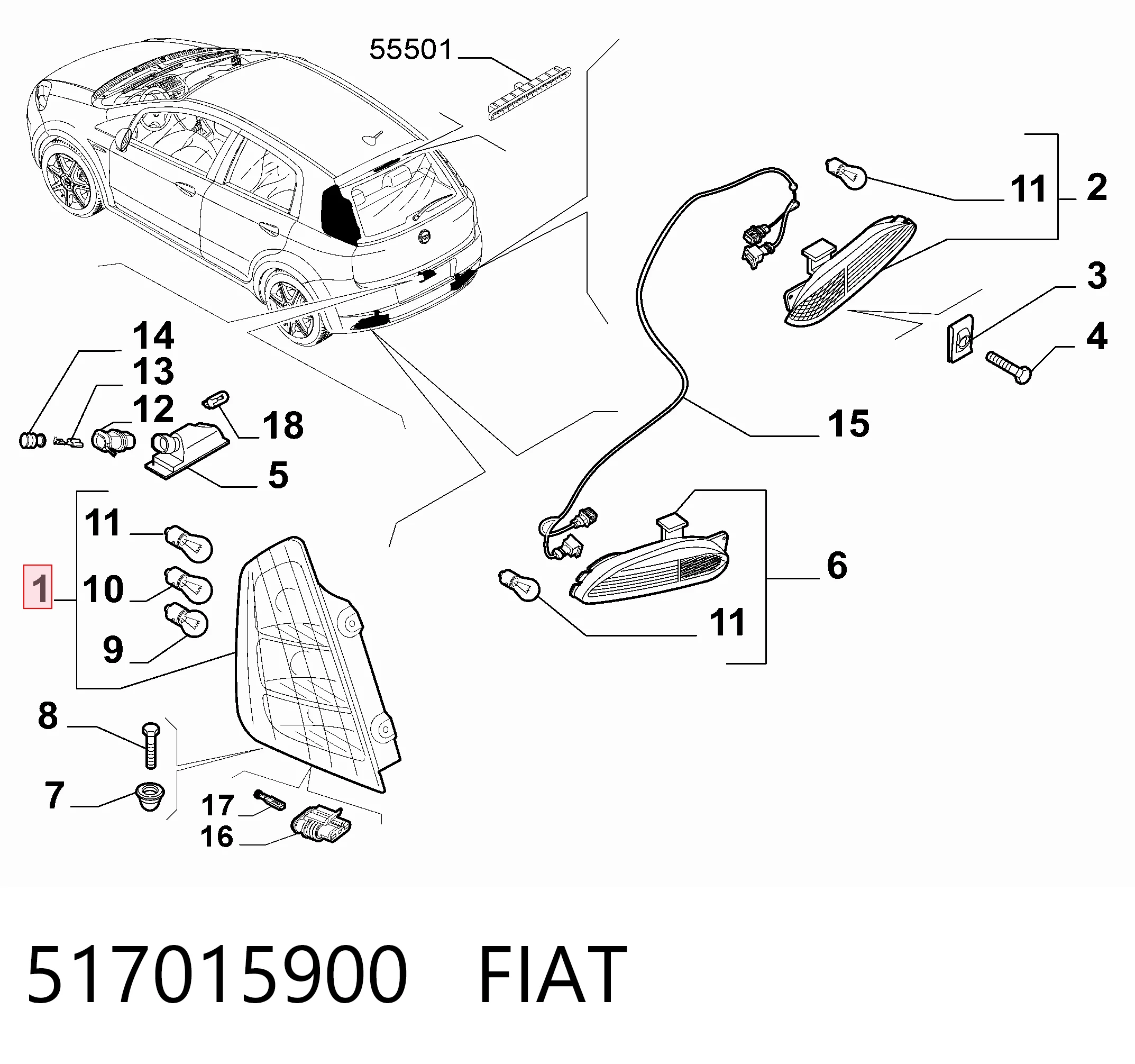 Lampa zespolona tylna prawa do Fiat Punto GRAND 199