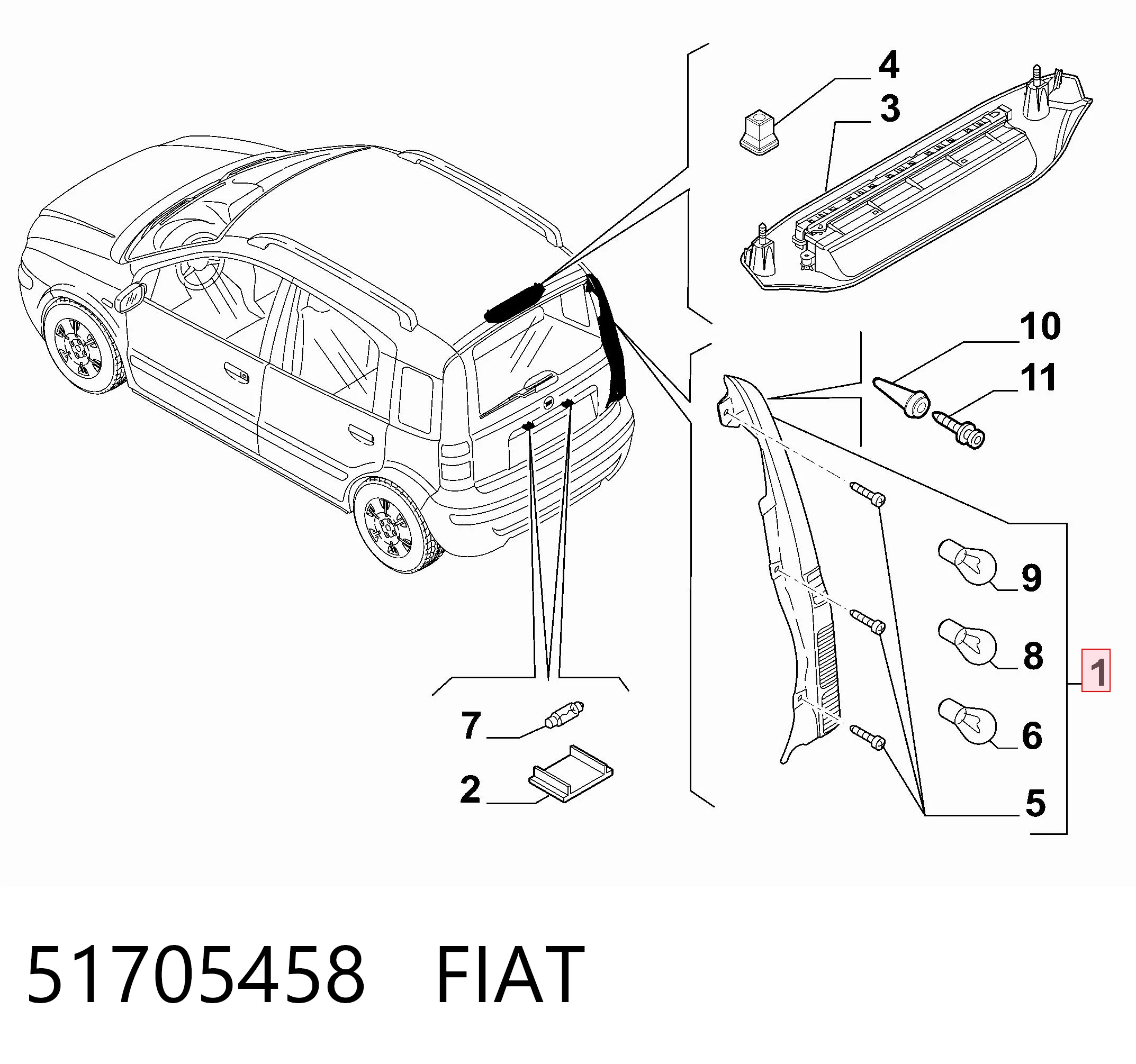 Do koszyka Lampa zespolona tylna prawa Fiat Panda II 169A