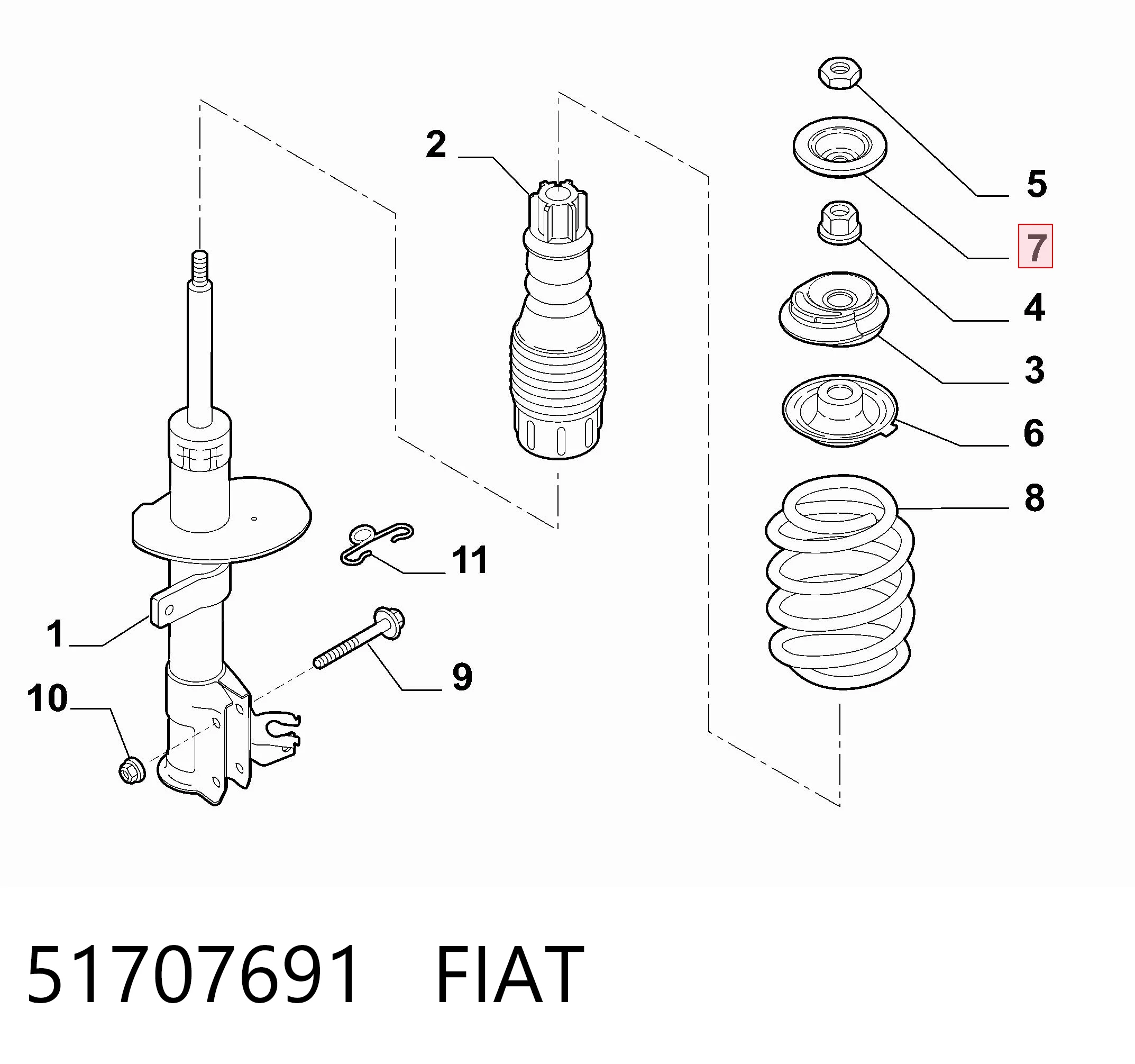 51707691 Fiat/Alfa/Lancia Gniazdo sprężyny przedniej górne