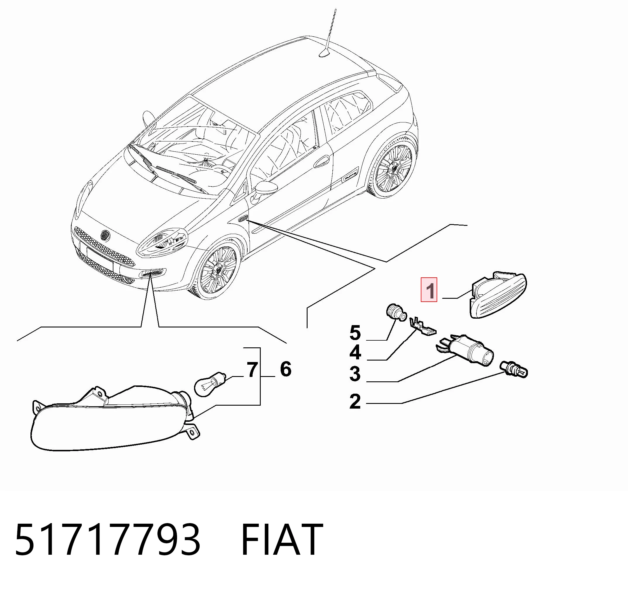  Powtarzacz kierunkowskazu na błotniku Fiat Doblo 1