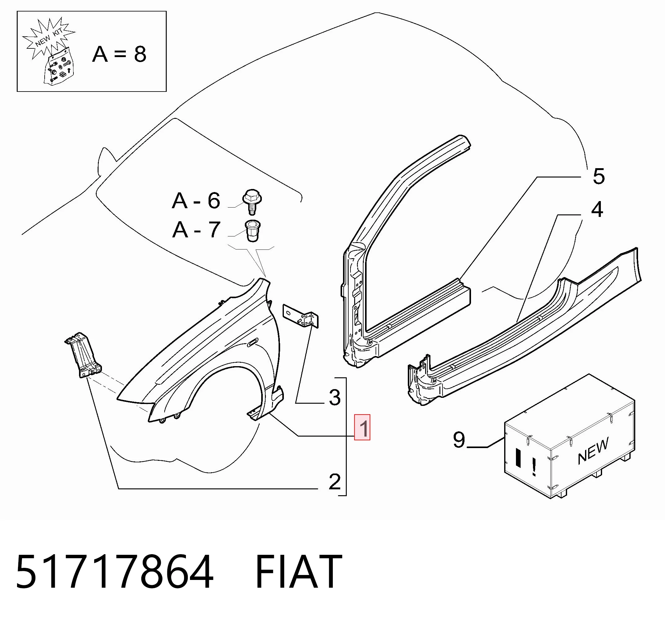 Błotnik przedni lewy do Fiat Stilo  192