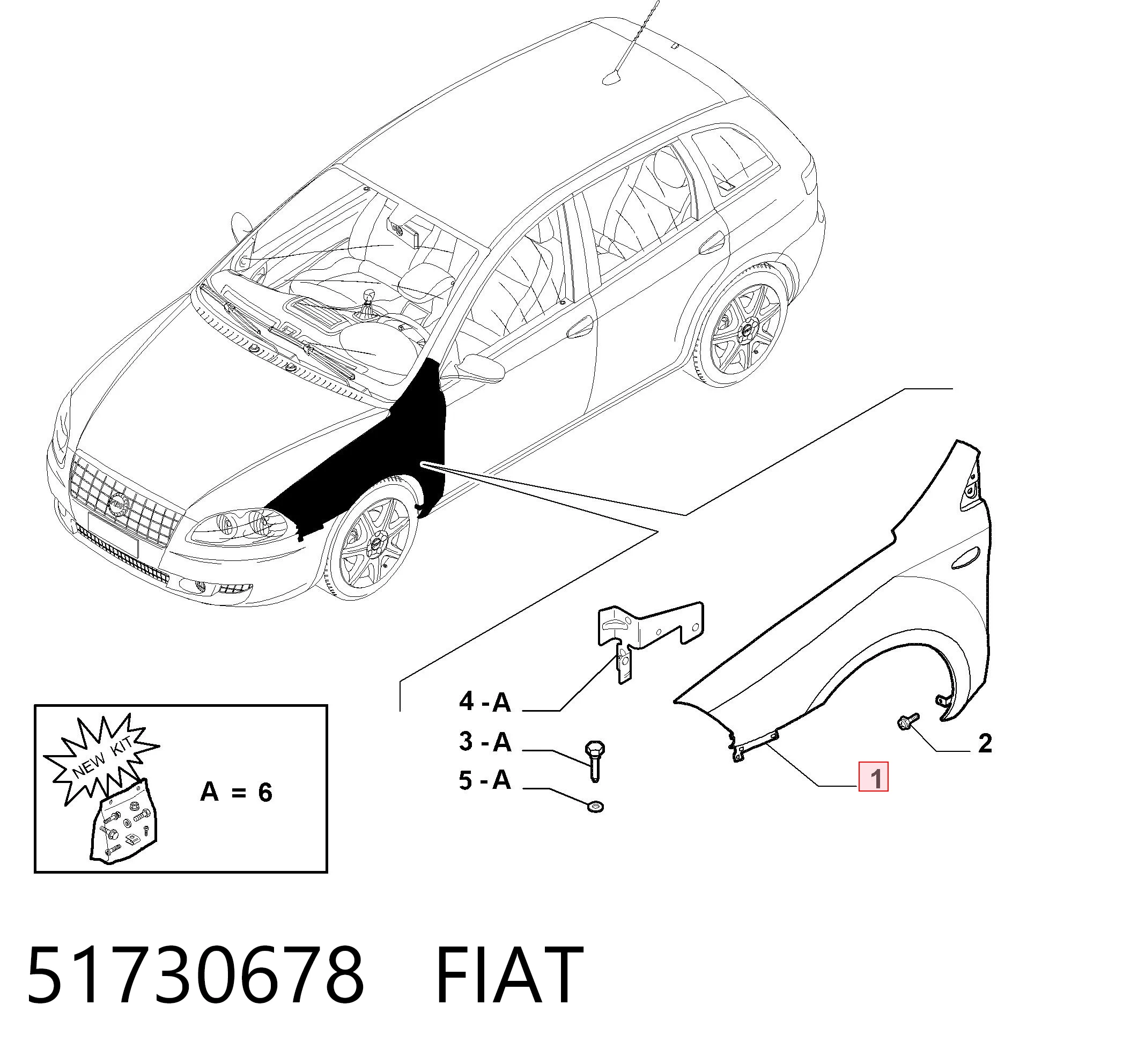 Błotnik przedni prawy do Fiat Croma II 194