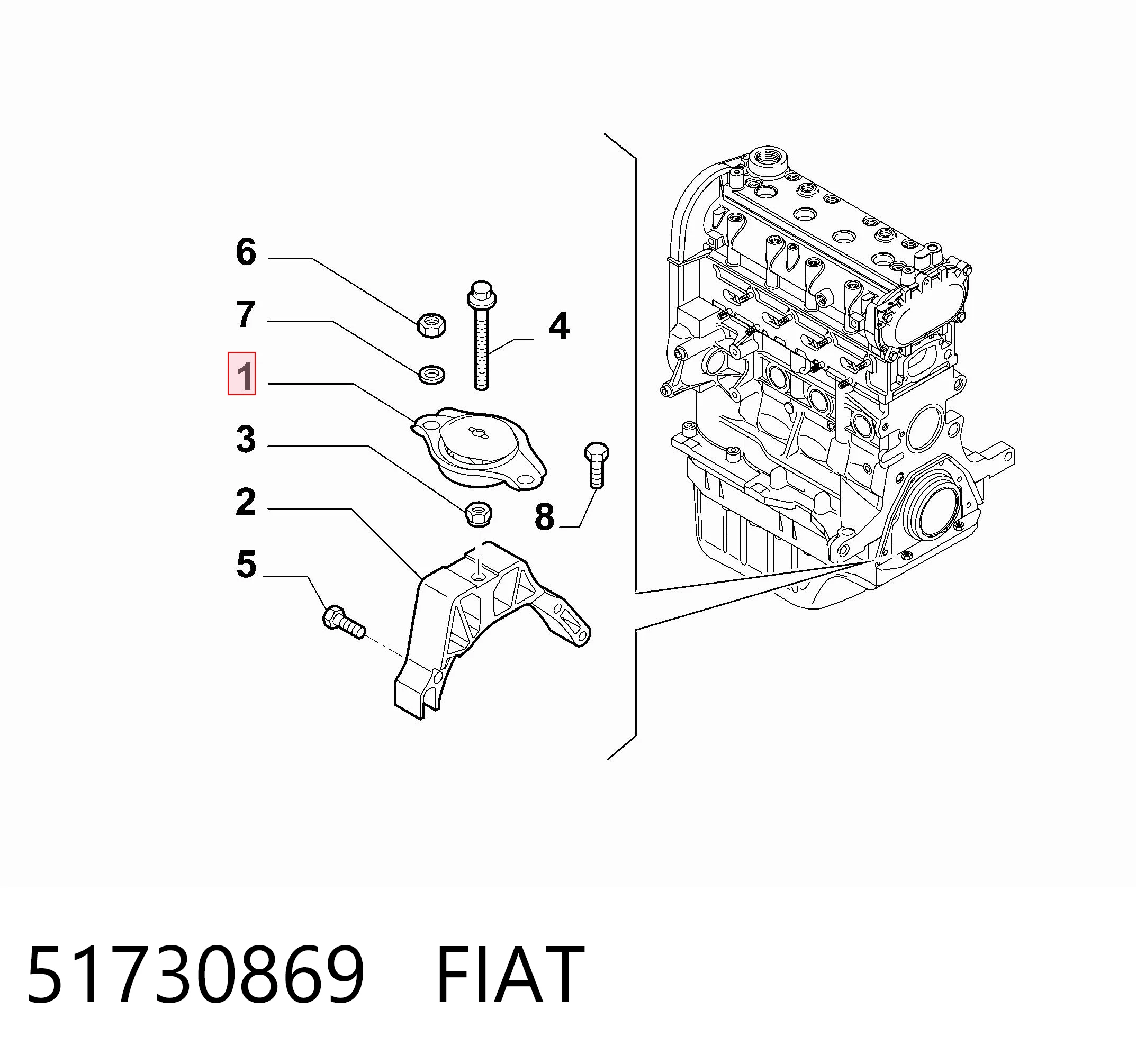 Poduszka (podpora) silnika lewa Fiat 500 hatchback (312) (2007 - 2026) cena, od 53,01 USD