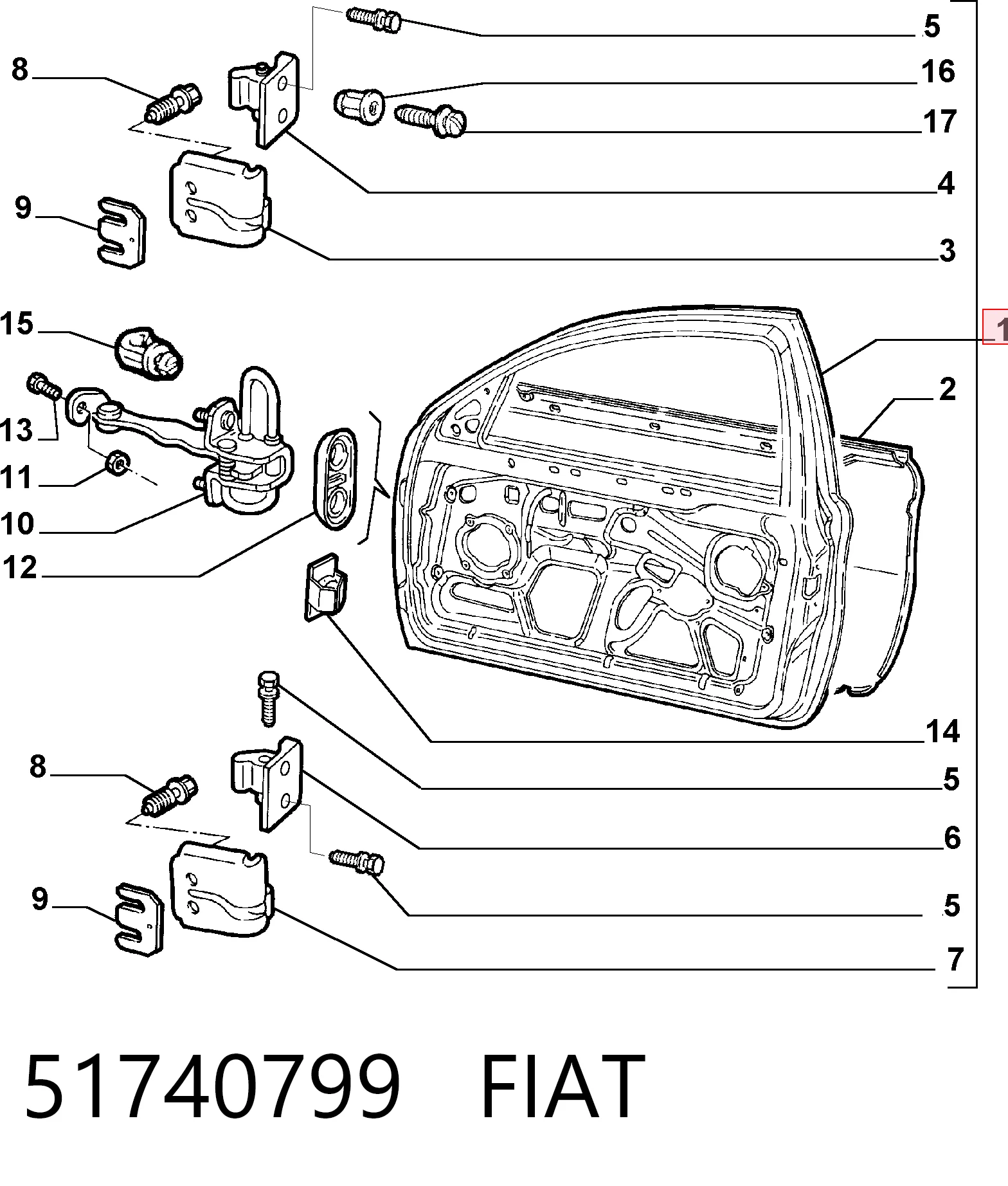 Drzwi przednie lewe Alfa Romeo 147 hatchback (937) (2001 - 2010) cena, od 163,52 USD