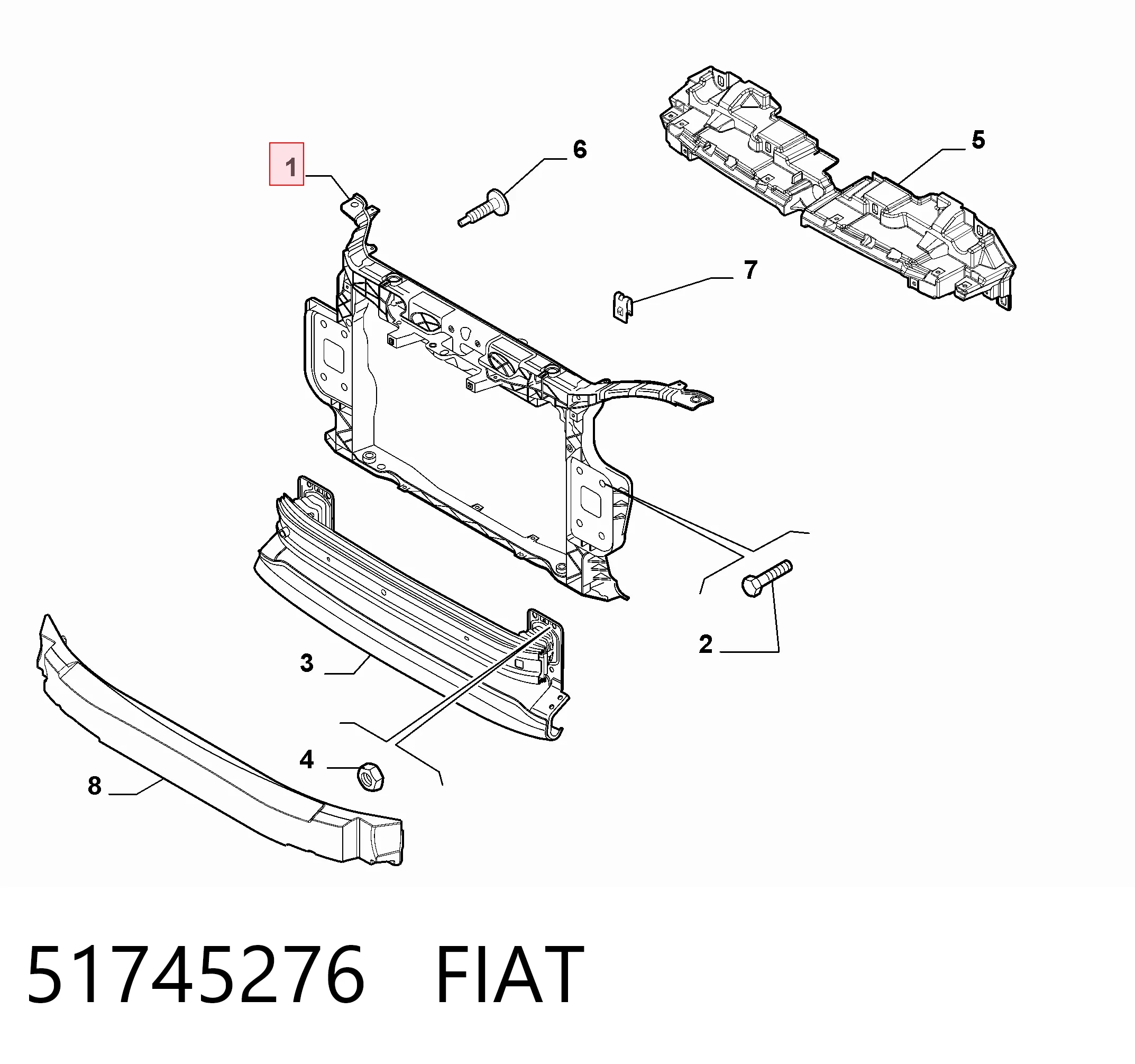 Osłona chłodnicy kompletna (panel mocowania reflektorów) Fiat Punto GRAND hatchback (199) (2005 - 2018) cena, od 150,54 USD