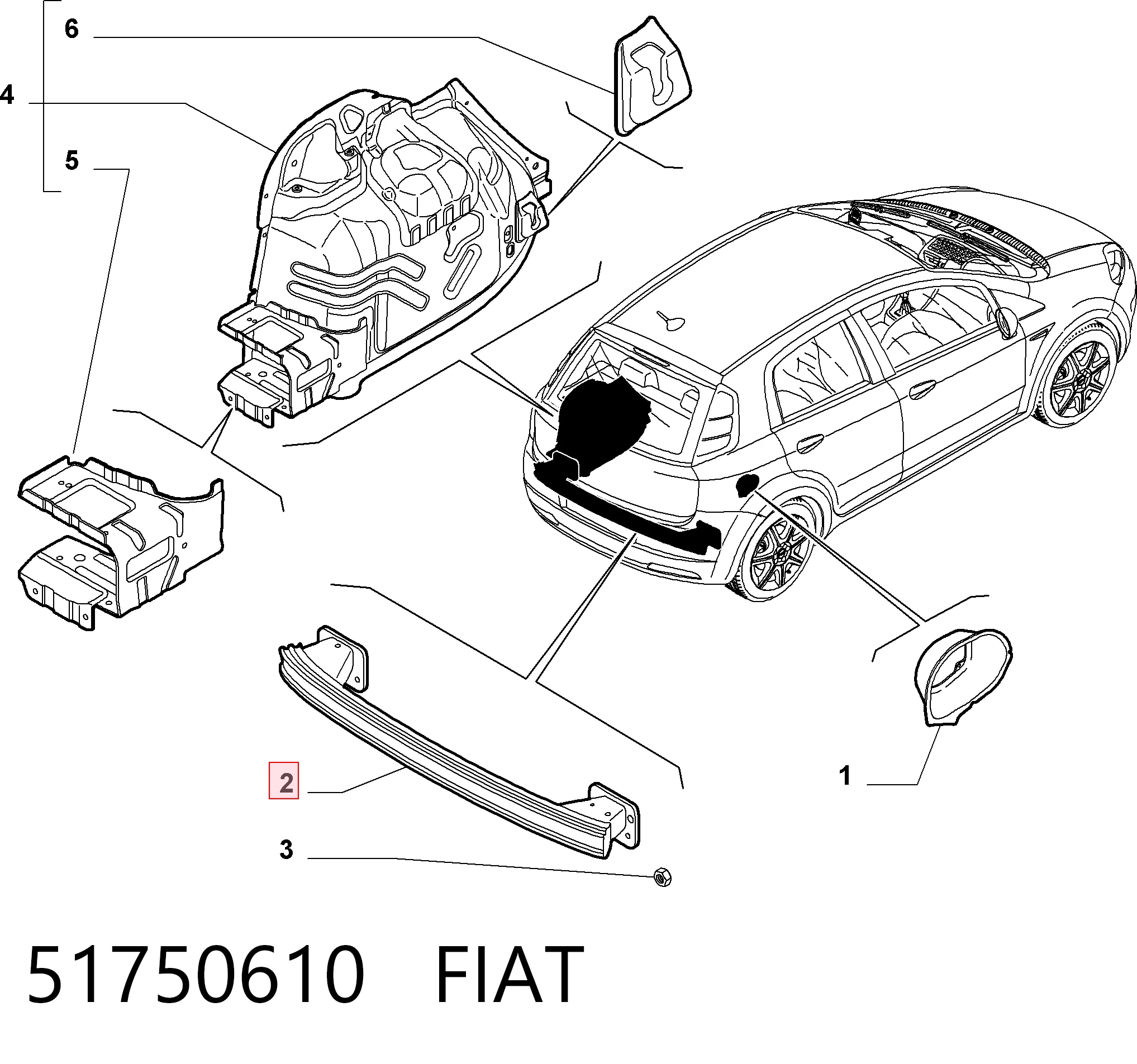 Do koszyka Wzmocnienie zderzaka tylnego Fiat Punto GRAND 199