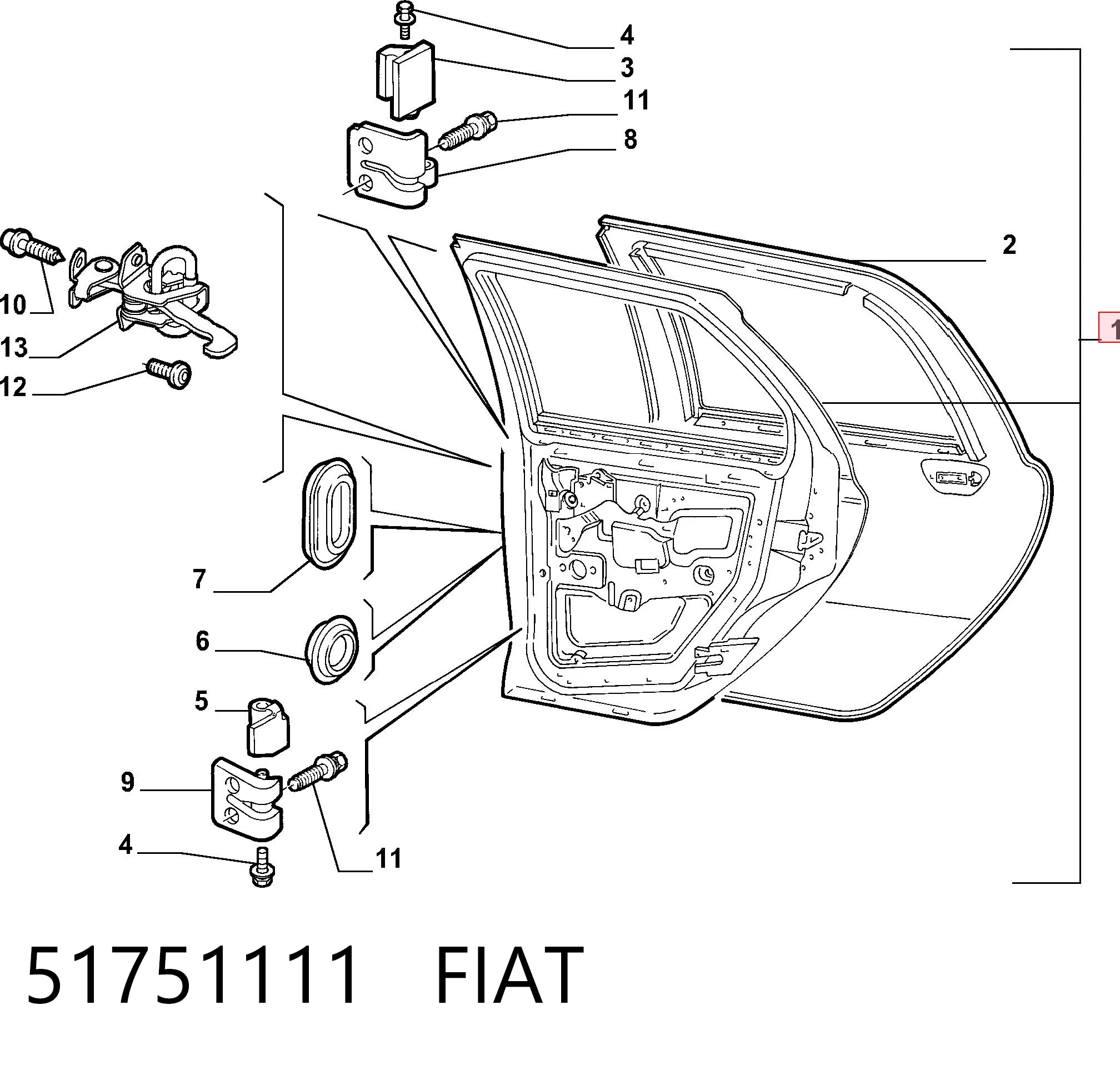 Drzwi tylne lewe Fiat Punto II hatchback (188) (1999 - 2012) cena, od 82,38 USD
