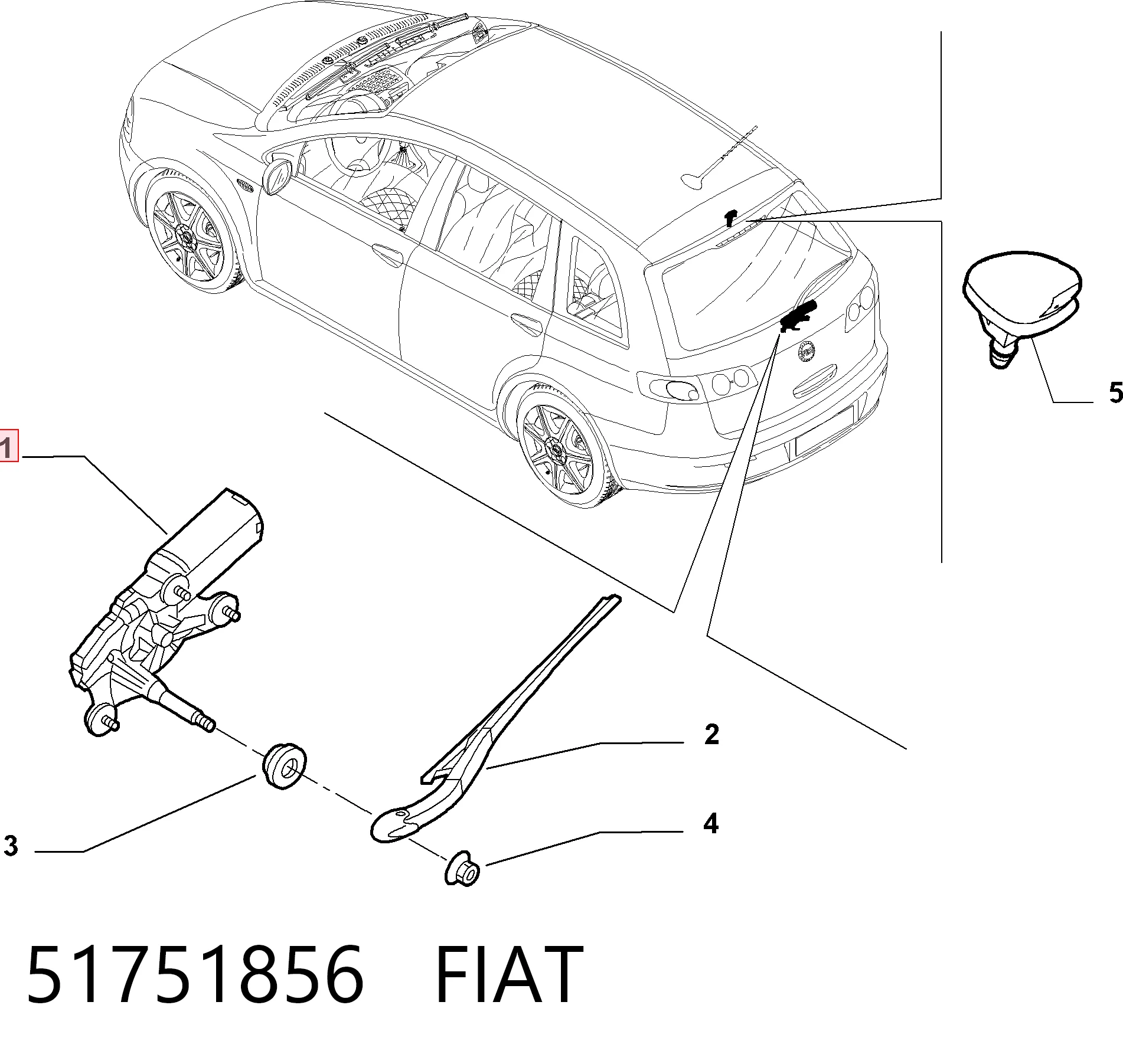 Do koszyka Silniczek wycieraczki tylnej szyby Fiat Croma II 194