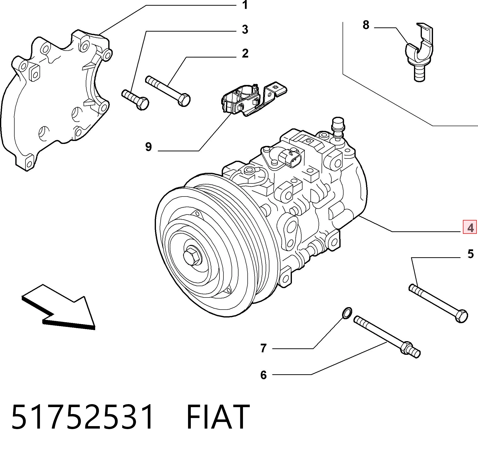 51752531 Fiat/Alfa/Lancia Sprężarka klimatyzacji