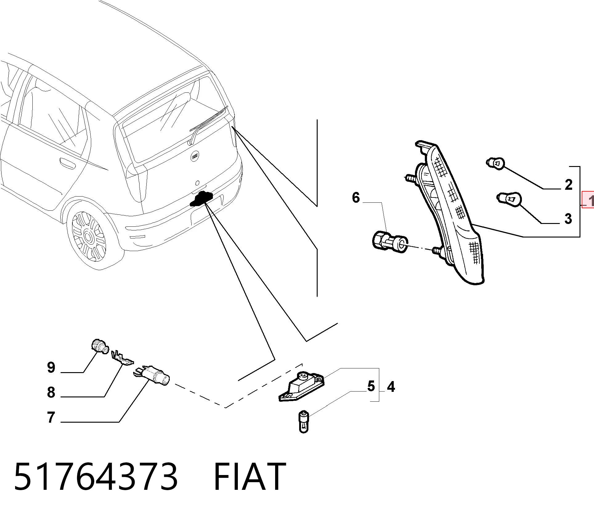 Lampa zespolona tylna lewa Fiat Punto II