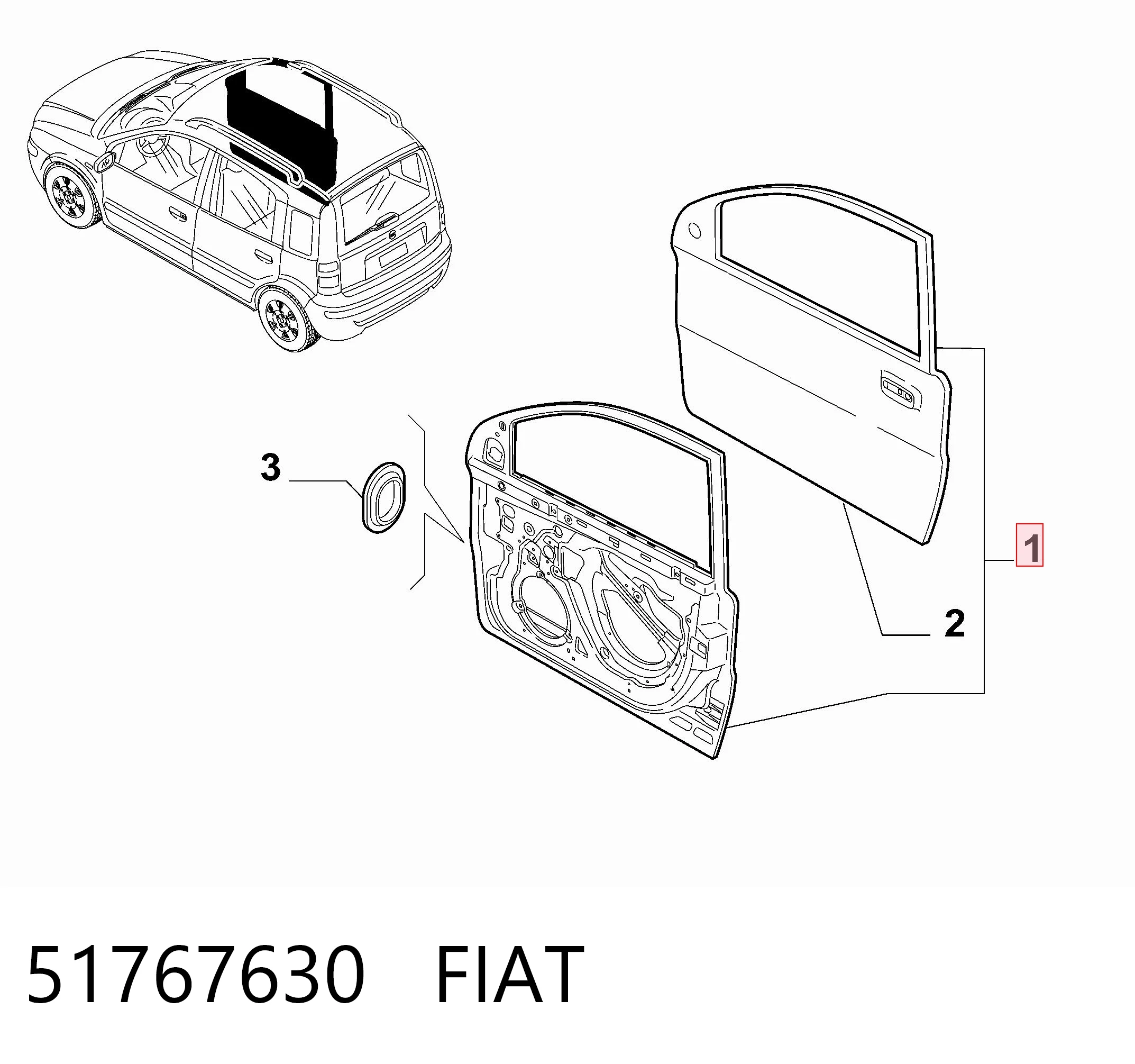 Drzwi przednie prawe Fiat Panda II hatchback (169A) (2003 - 2013) cena, od 203,61 USD