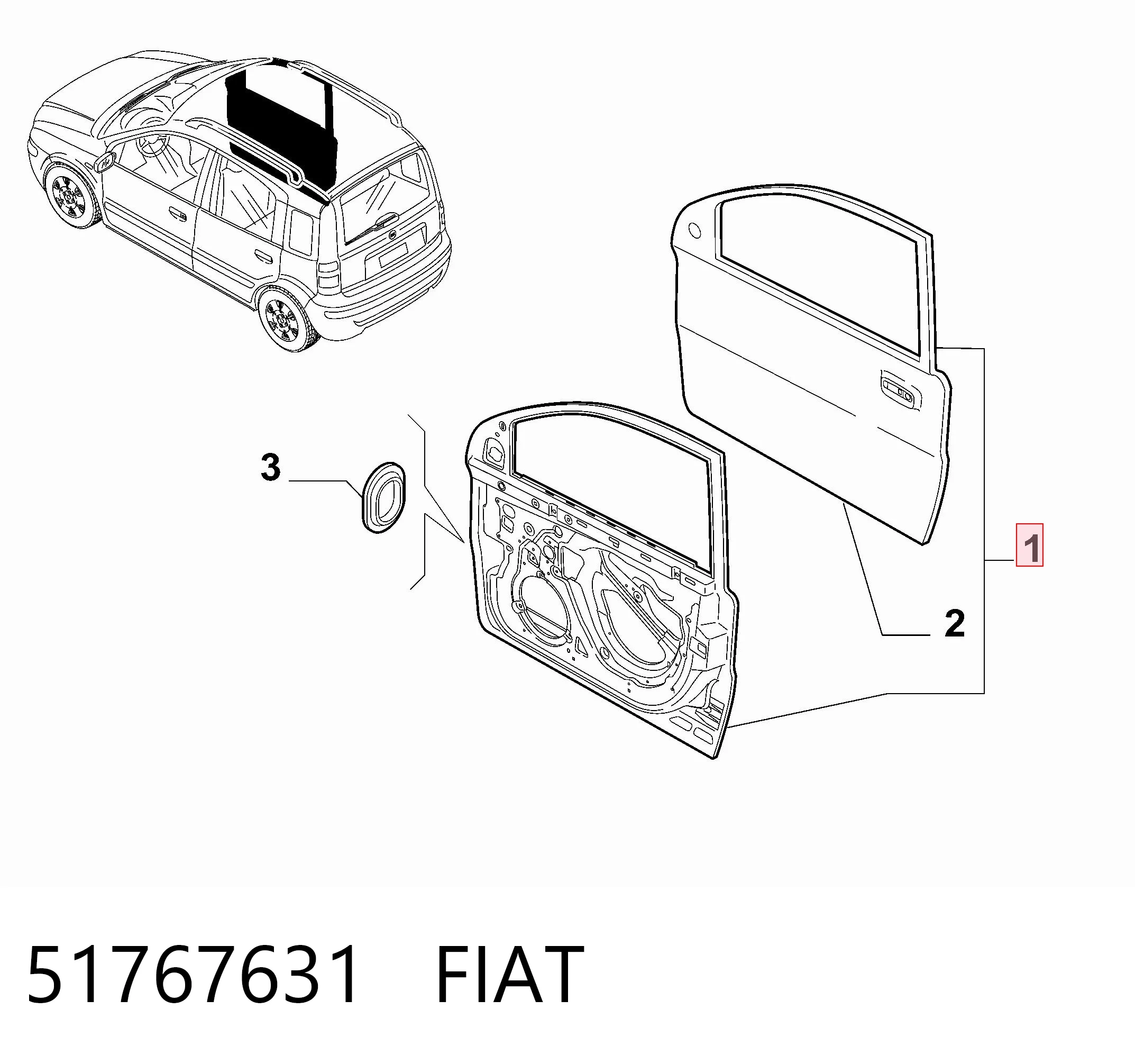 Drzwi przednie lewe Fiat Panda II hatchback (169A) (2003 - 2013) cena, od 203,61 USD