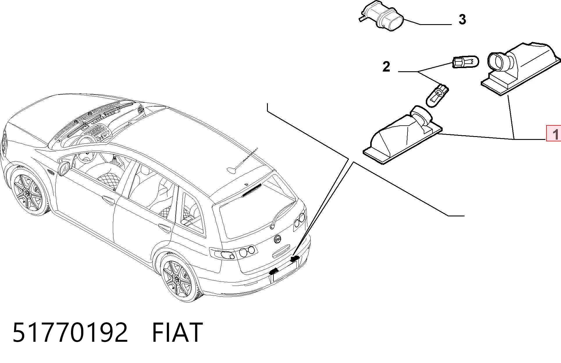 Lampa oświetlenia tylnej tablicy rejestracyjnej do Fiat Croma II 194