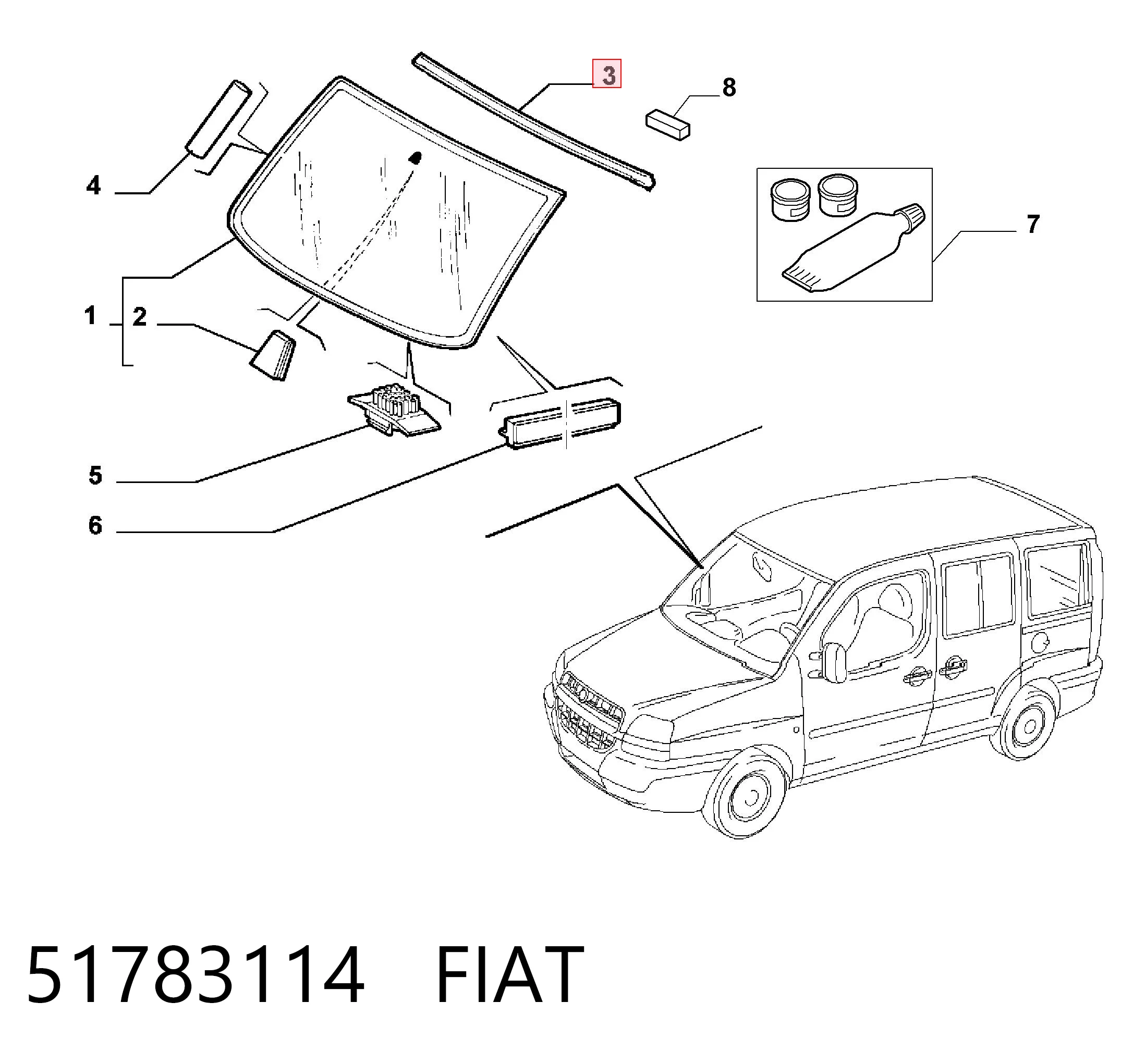 Kupić Uszczelka szyby przedniej Fiat Doblo I 119 w dobrej cenie