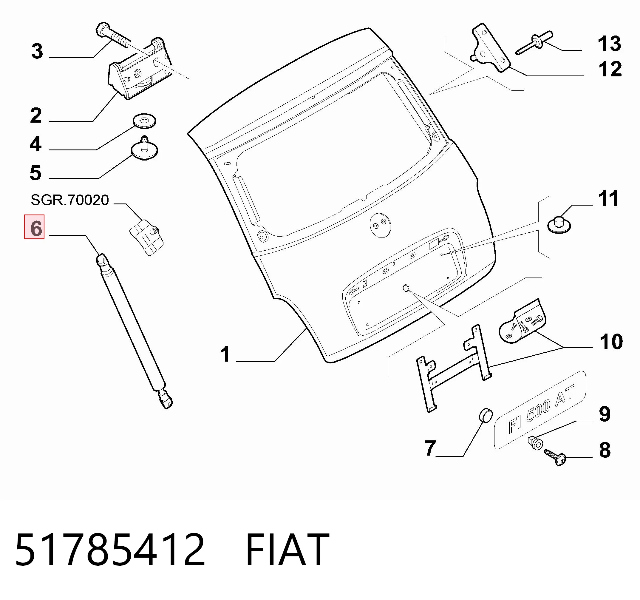 51785412 Fiat/Alfa/Lancia Amortyzator klapy bagażnika (3/5 drzwi-tylnych)