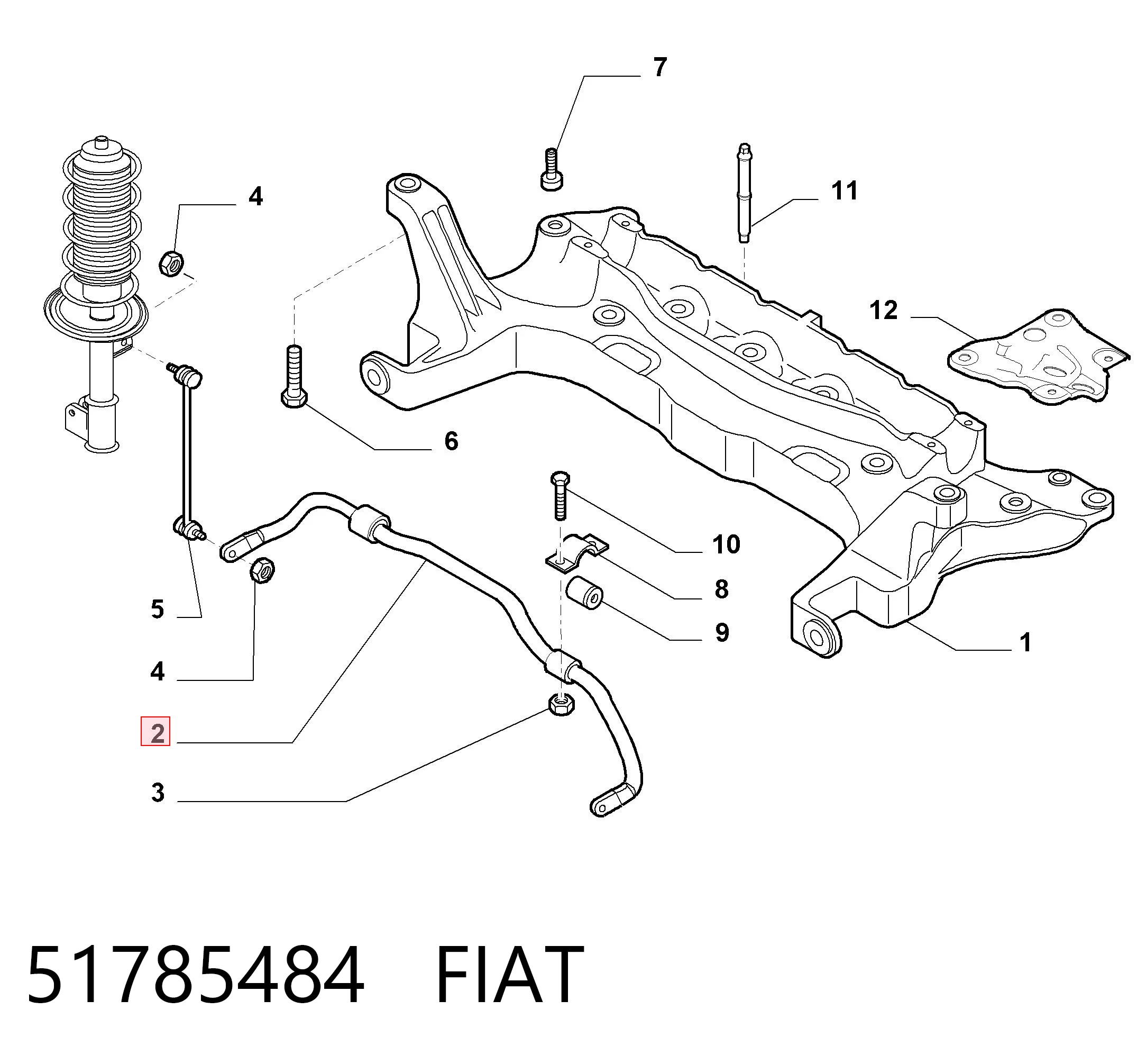 Stabilizator przedni do Fiat Fiorino Qubo 225