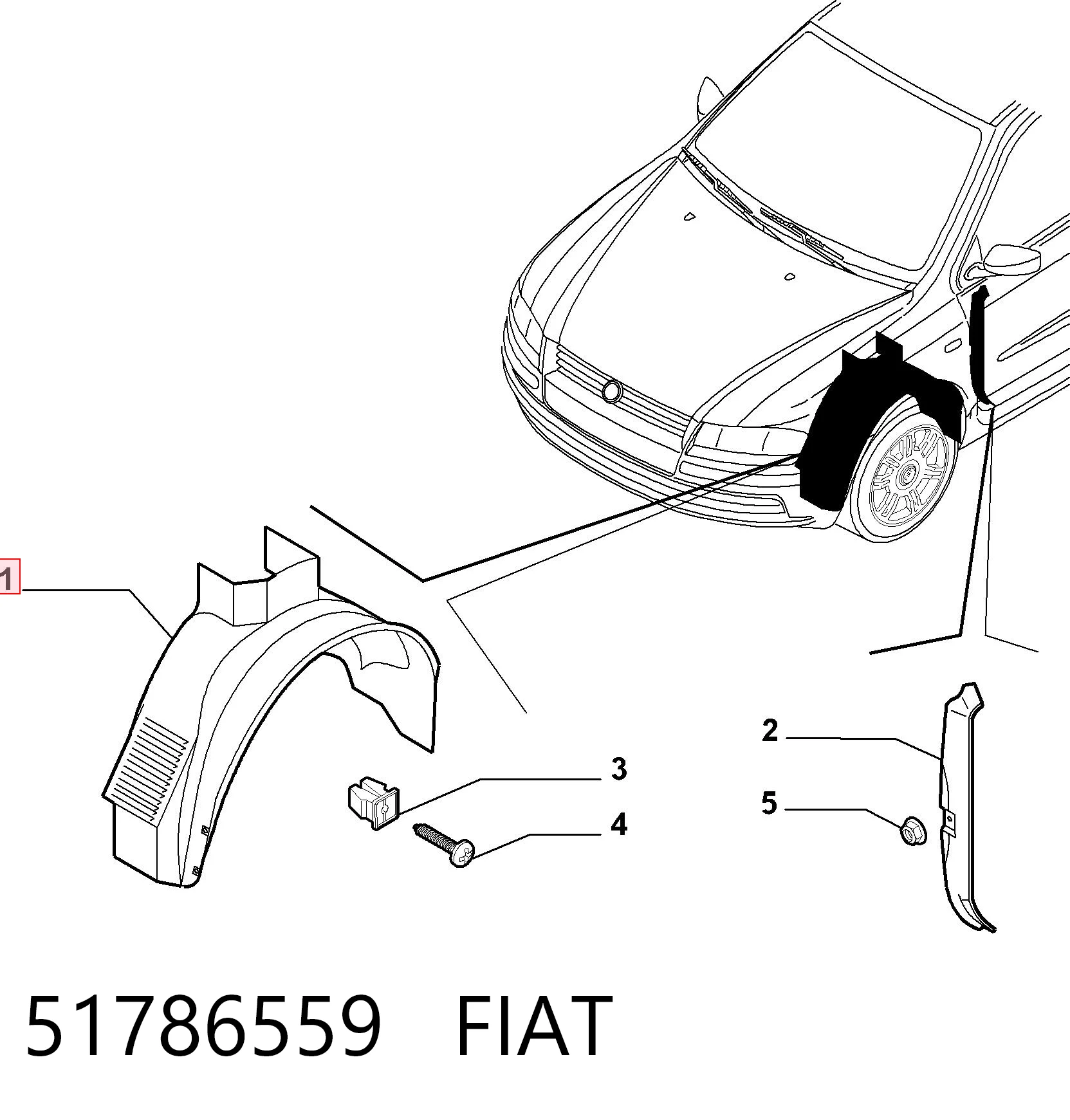 Do koszyka Nadkole błotnika przedniego lewe Fiat Stilo  192