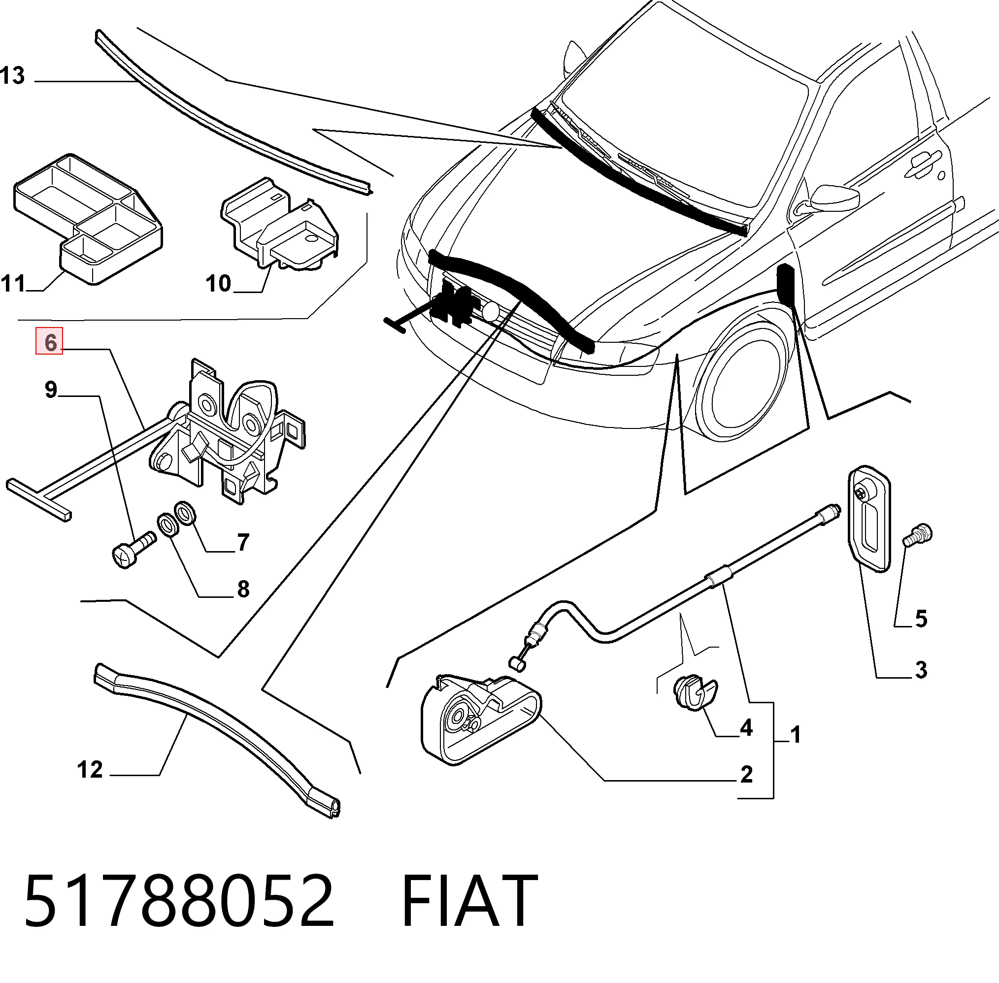 Zamek maski do Fiat Stilo  192