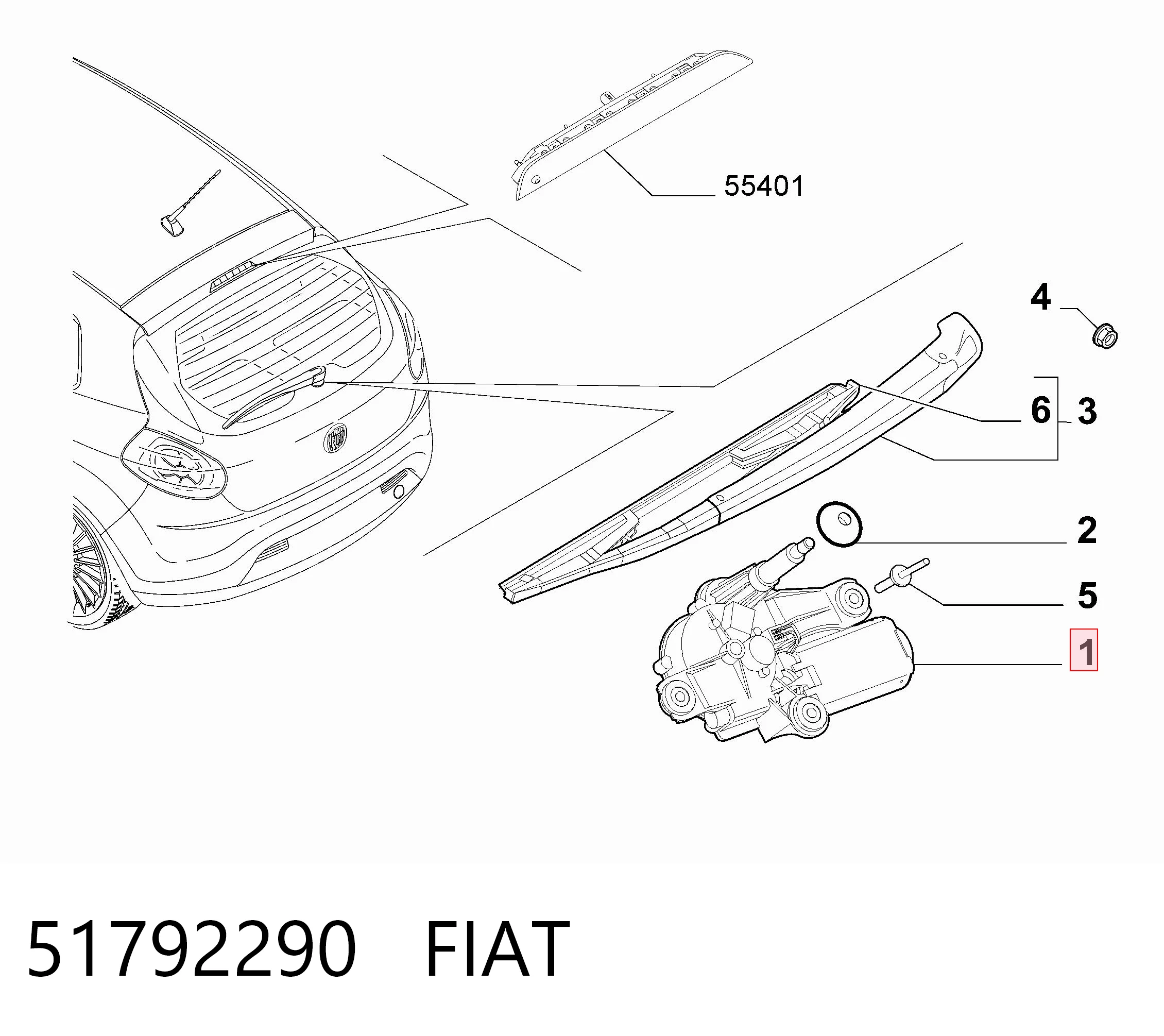 Silniczek wycieraczki tylnej szyby Fiat Bravo II hatchback (198) (2007 - 2014) cena, od 63,01 USD
