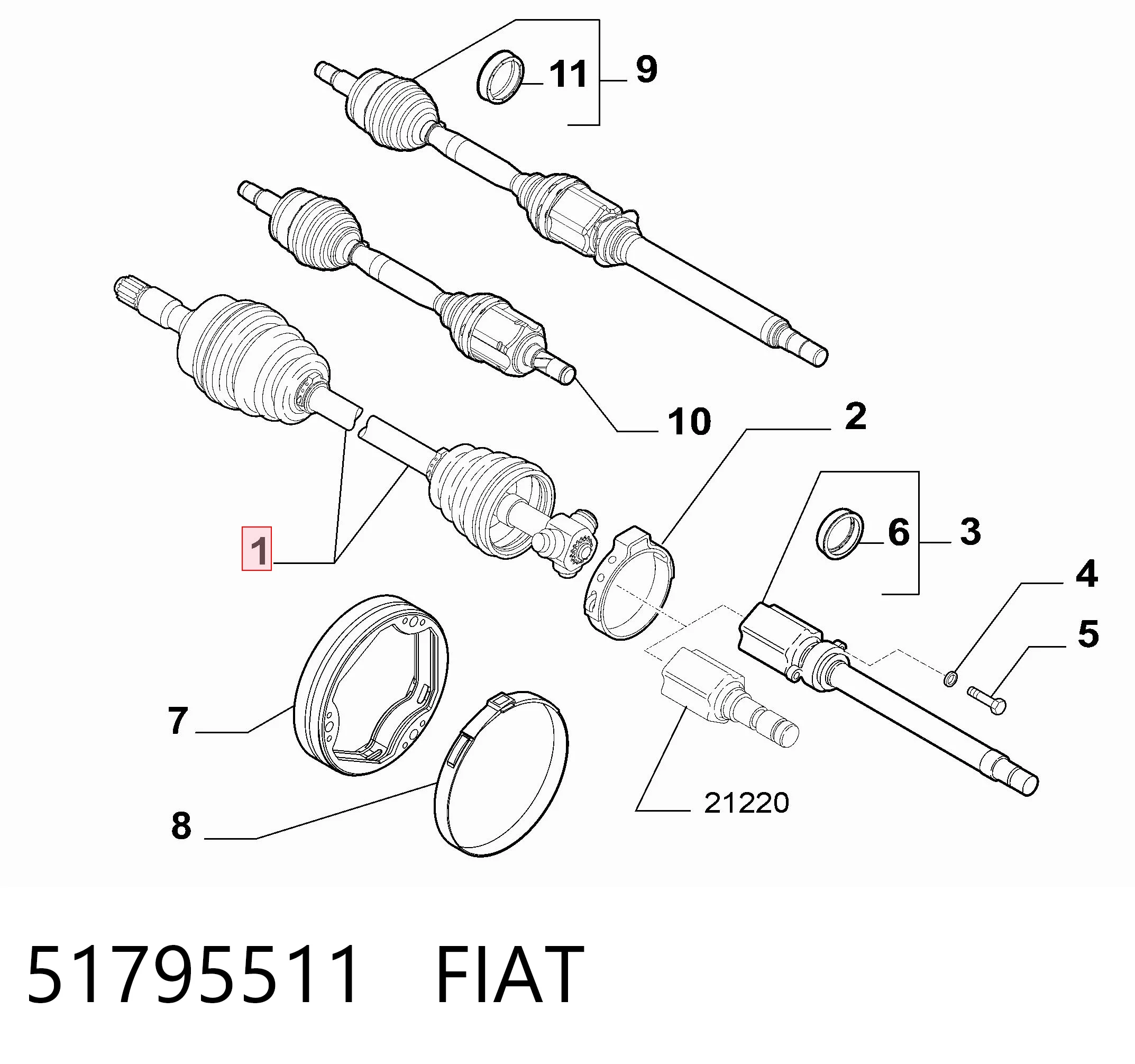  Półoś napędowa przednia lewa Fiat Bravo 2
