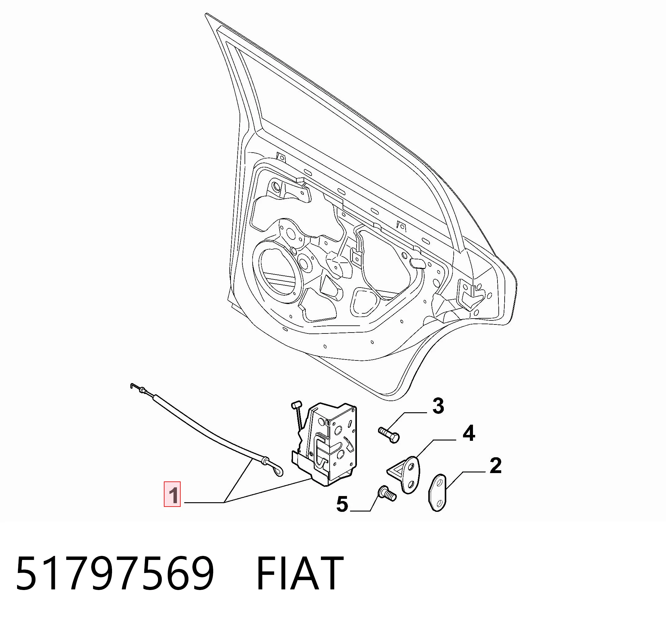 51797569 Fiat/Alfa/Lancia Zamek drzwi tylnych lewych