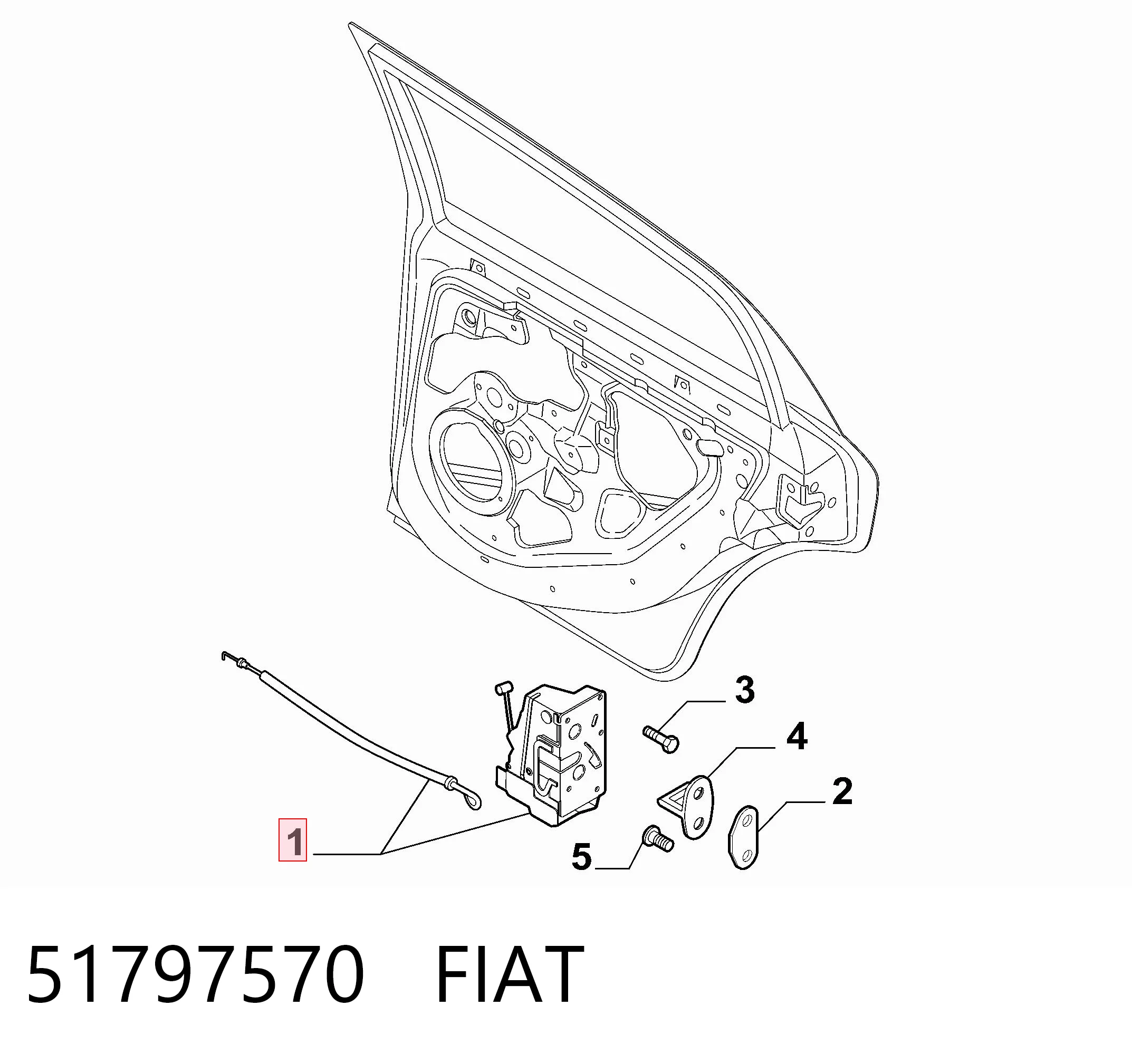 51797570 Fiat/Alfa/Lancia Zamek drzwi tylnych prawych