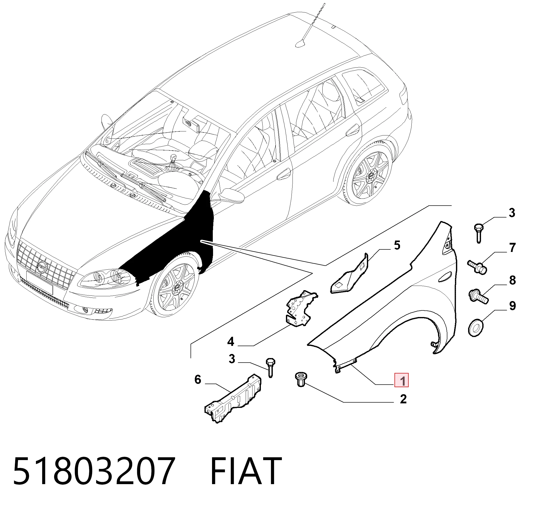 Błotnik przedni lewy Fiat Croma II kombi (194) (2005 - 2011) cena, od 147,14 USD