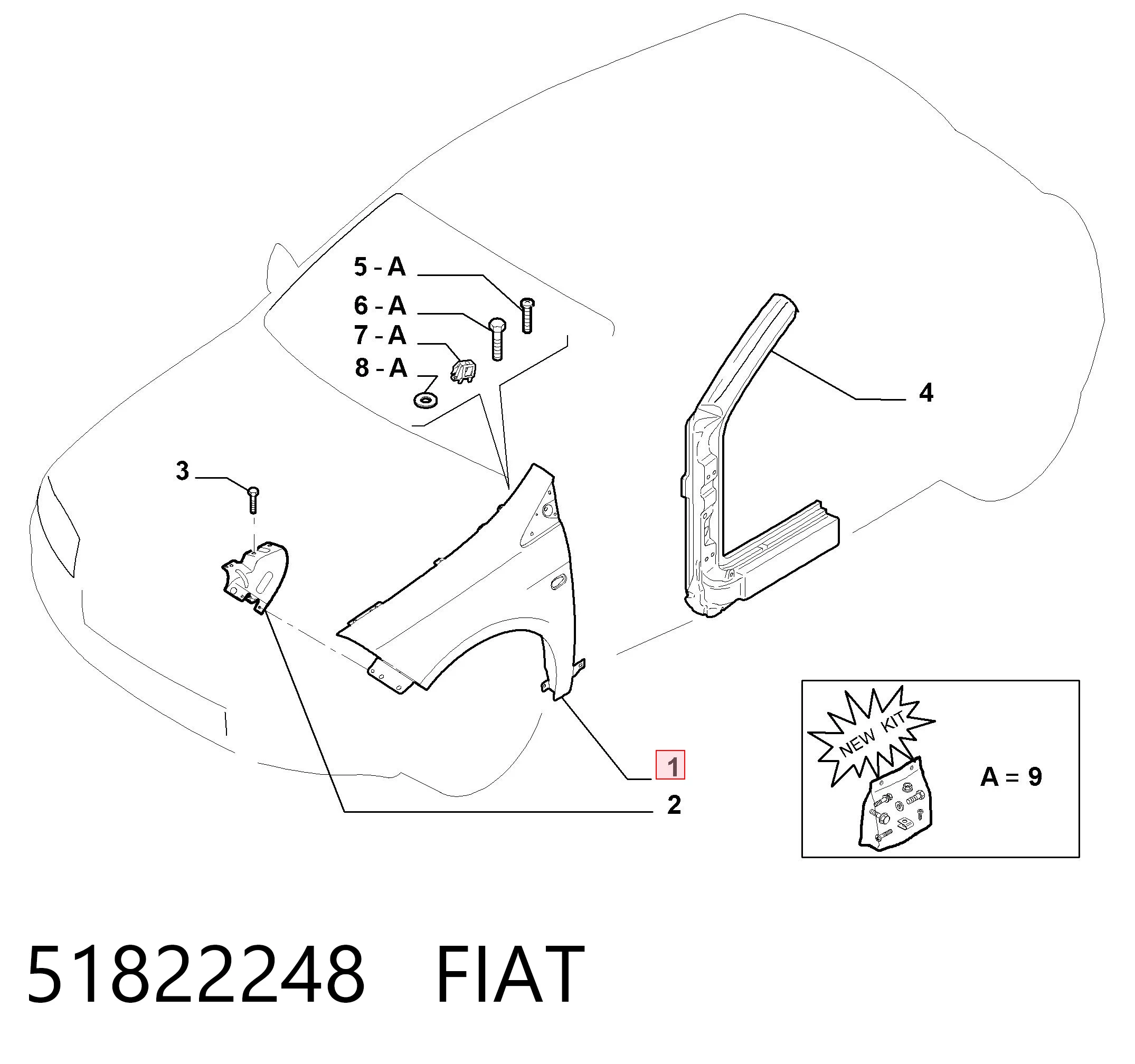 Błotnik przedni lewy do Fiat Bravo II 198
