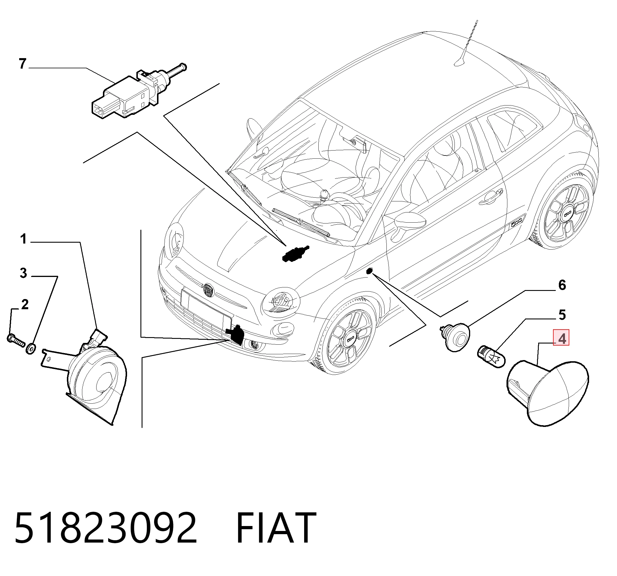 Powtarzacz kierunkowskazu na błotniku Fiat 500 hatchback (312) (2007 - 2026) cena, od 16,80 USD