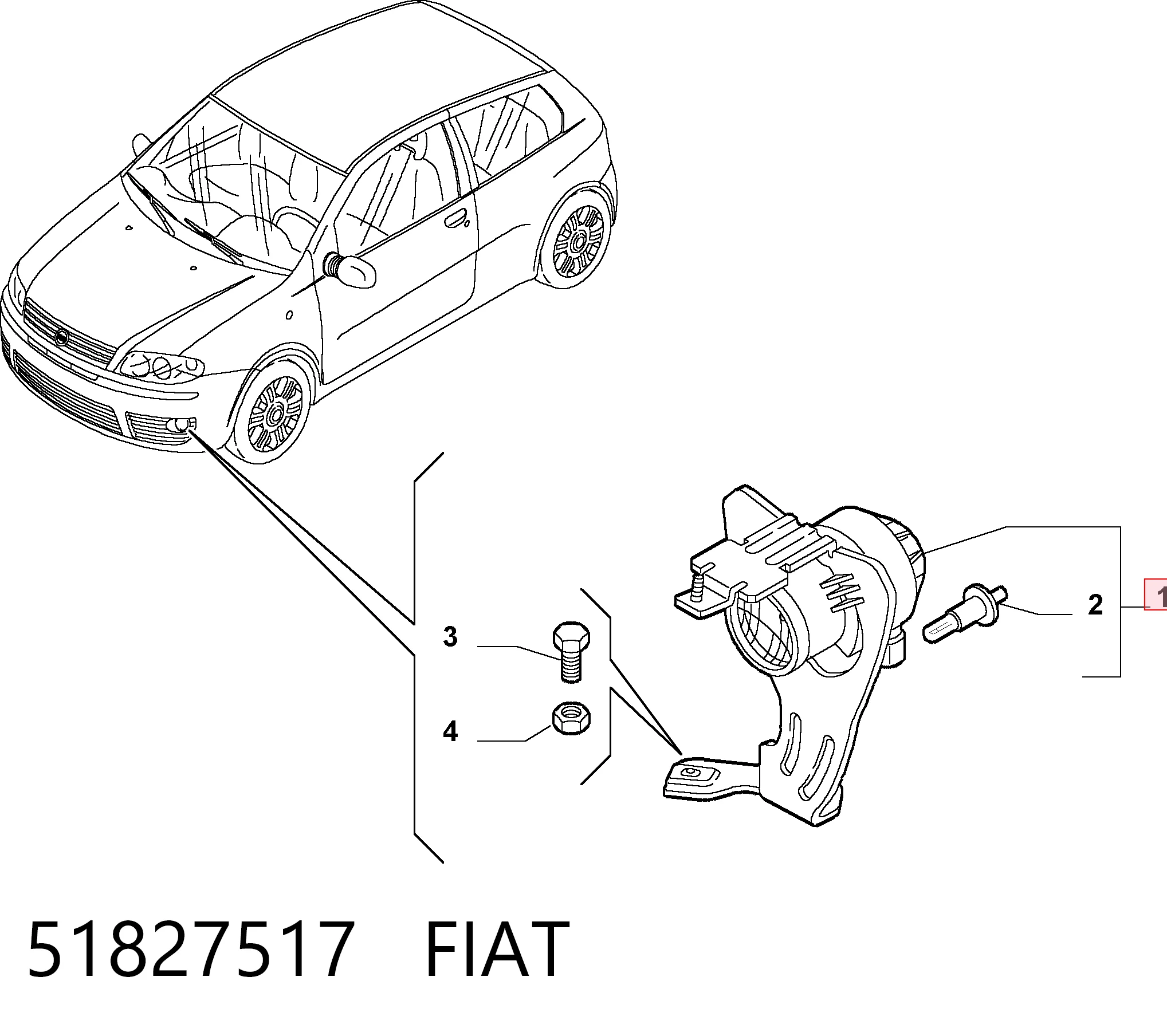 Lampa przeciwmgielna lewa Fiat Punto II hatchback (188) (1999 - 2012) cena, od 51,32 USD